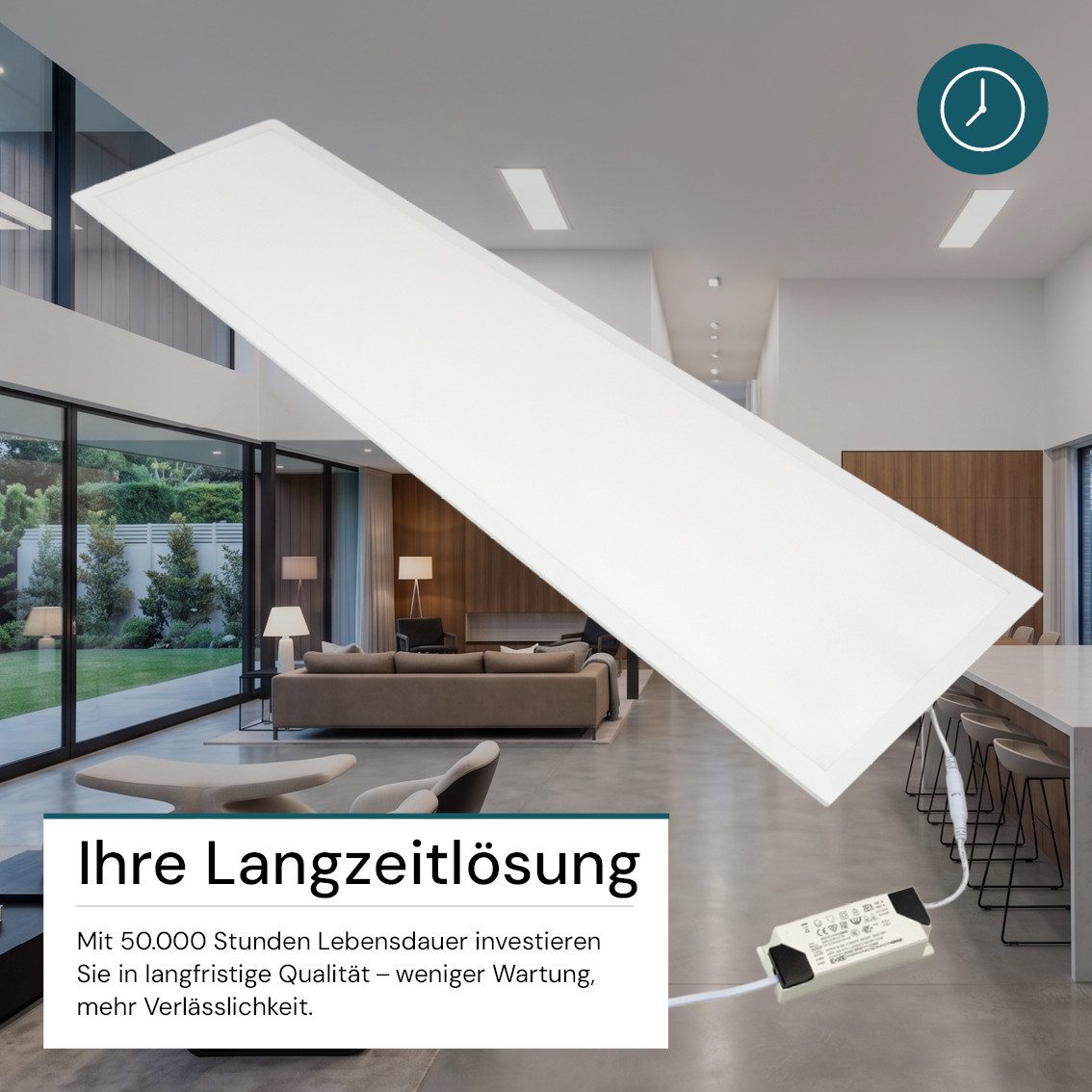 LUXULA LED Rasterleuchte 5er-Pack LED BackLit Panel, 120x30 cm, CRI98, 40W, 4000lm, 4000K