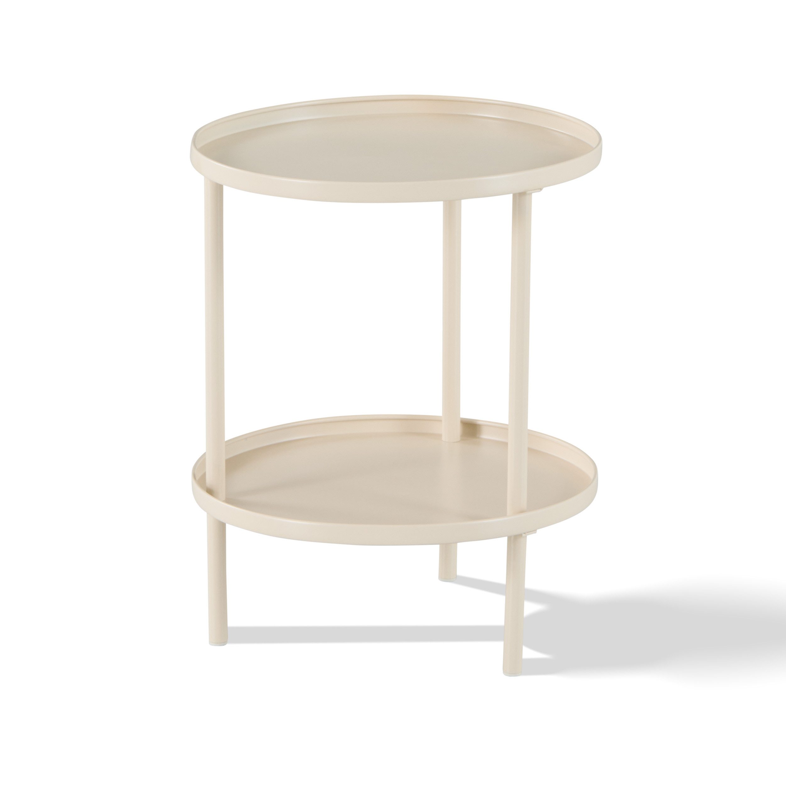 KHG Beistelltisch Rund Beige Ø 41 cm moderner Sofatisch elegant (Dekorative Ablage für Getränke, Bücher oder Wohnaccessoires, platzsparend, modern und vielseitig kombinierbar), Rund, zusätzlich Ablage