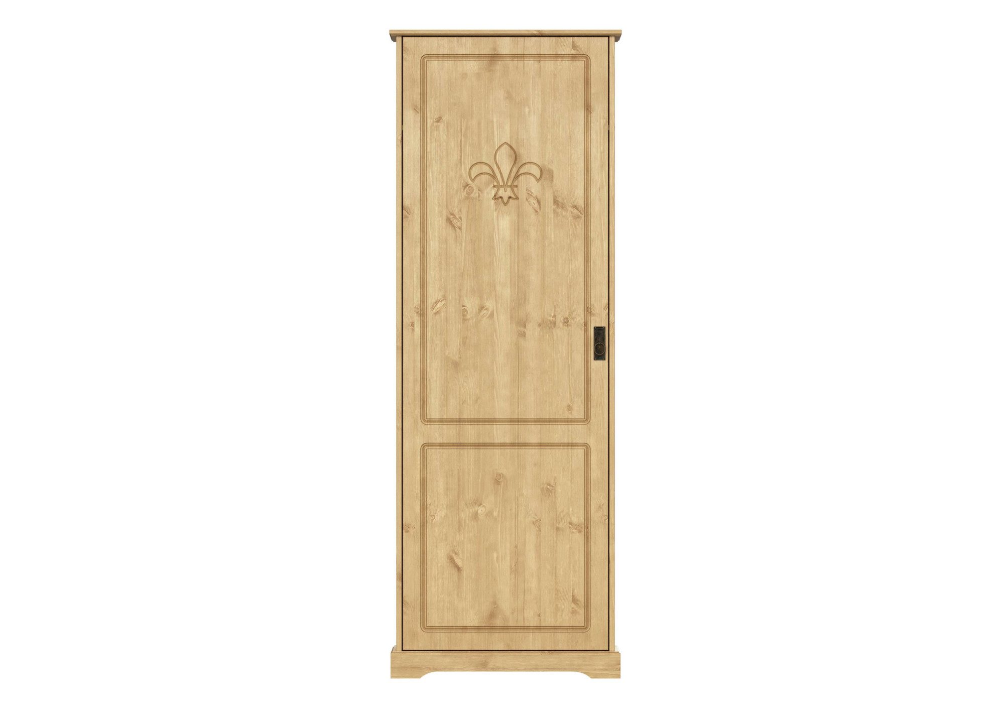 OTTO home Garderobenschrank Lille Mehrzweckschrank Breite/Höhe: 67/187 cm aus massiver Kiefer, mit schöner Lilien-Fräsung, Jugendstil-Griffe
