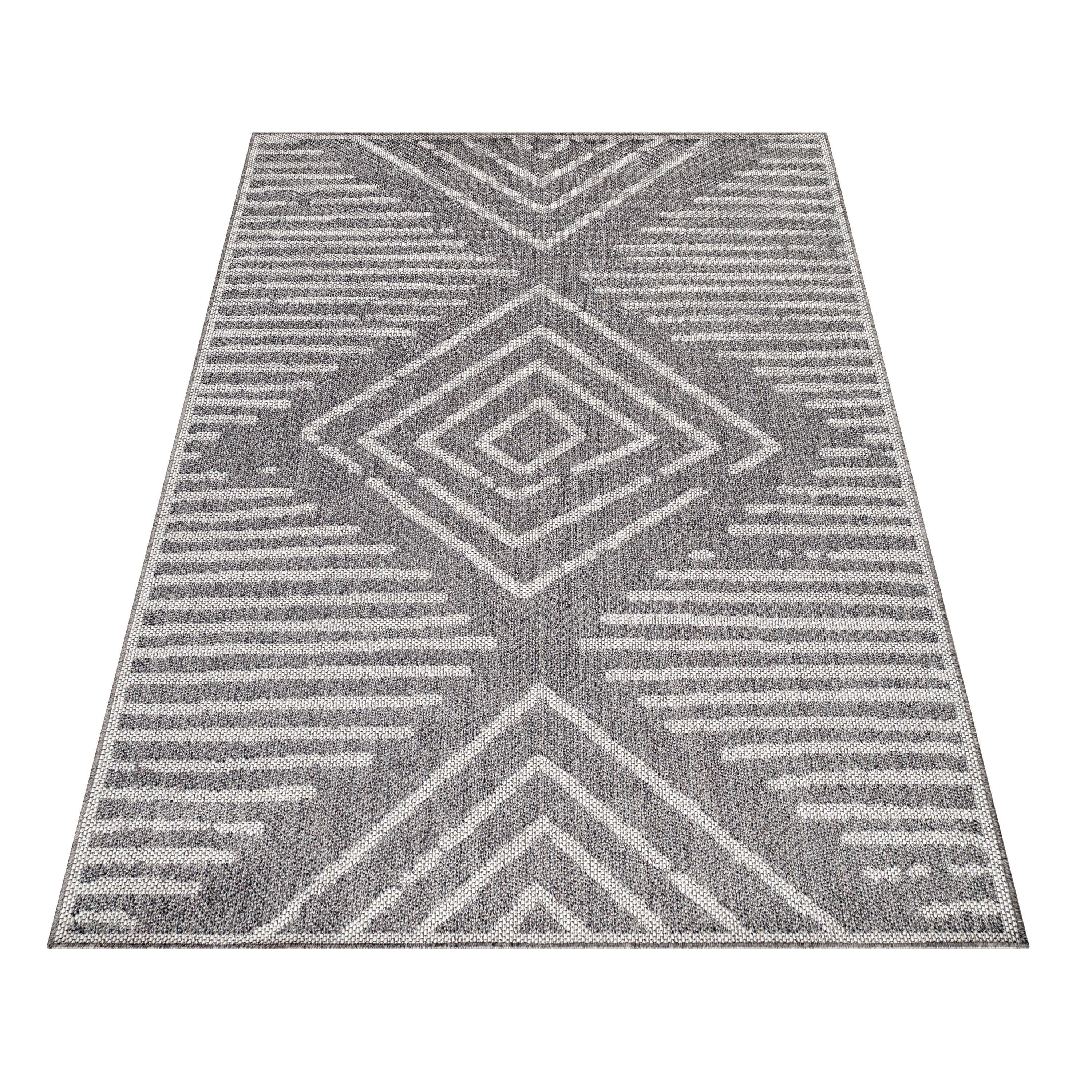Teppium Teppich Gestreift Design, Rechteckig, Höhe: 7 mm, Outdoor Teppich Gestreift Design Wetterfest für Terrasse Balkon Küche