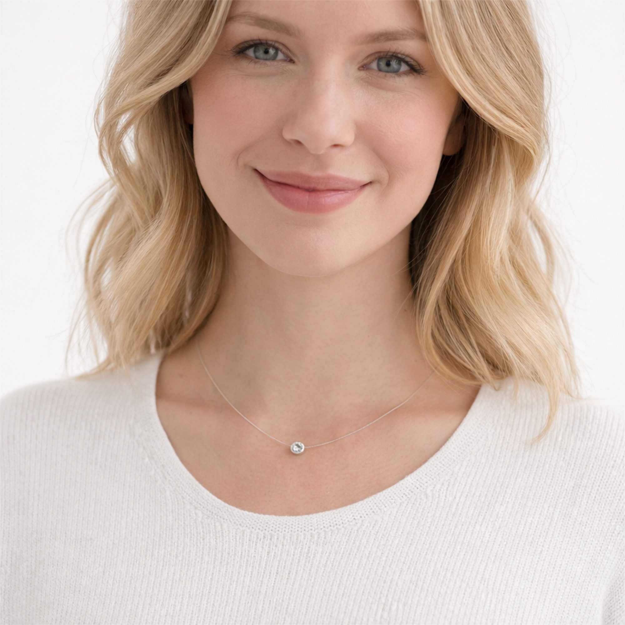 Smart Jewel Collier schwebender Stein, Zirkonia, Silber 925