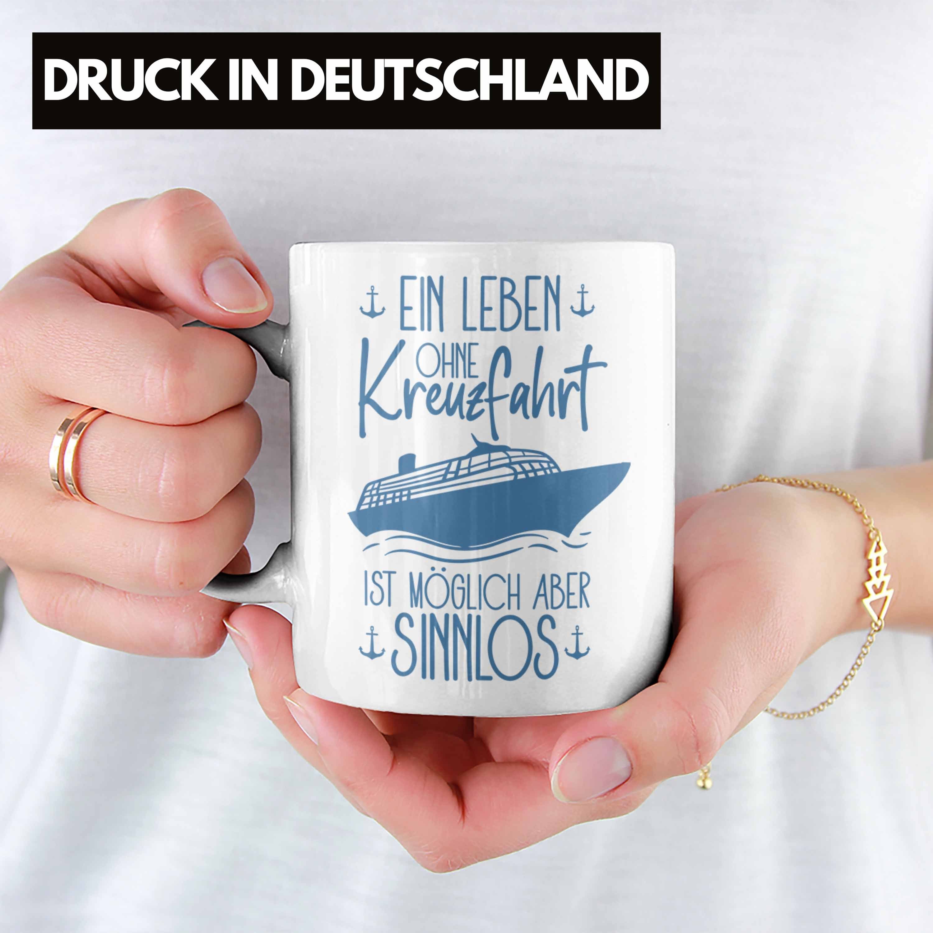Trendation Tasse Tasse Kreuzfahrt Lustiges Geschenk Schiffsmotiv Weiss Spruch Kreuzfahrt-Fans