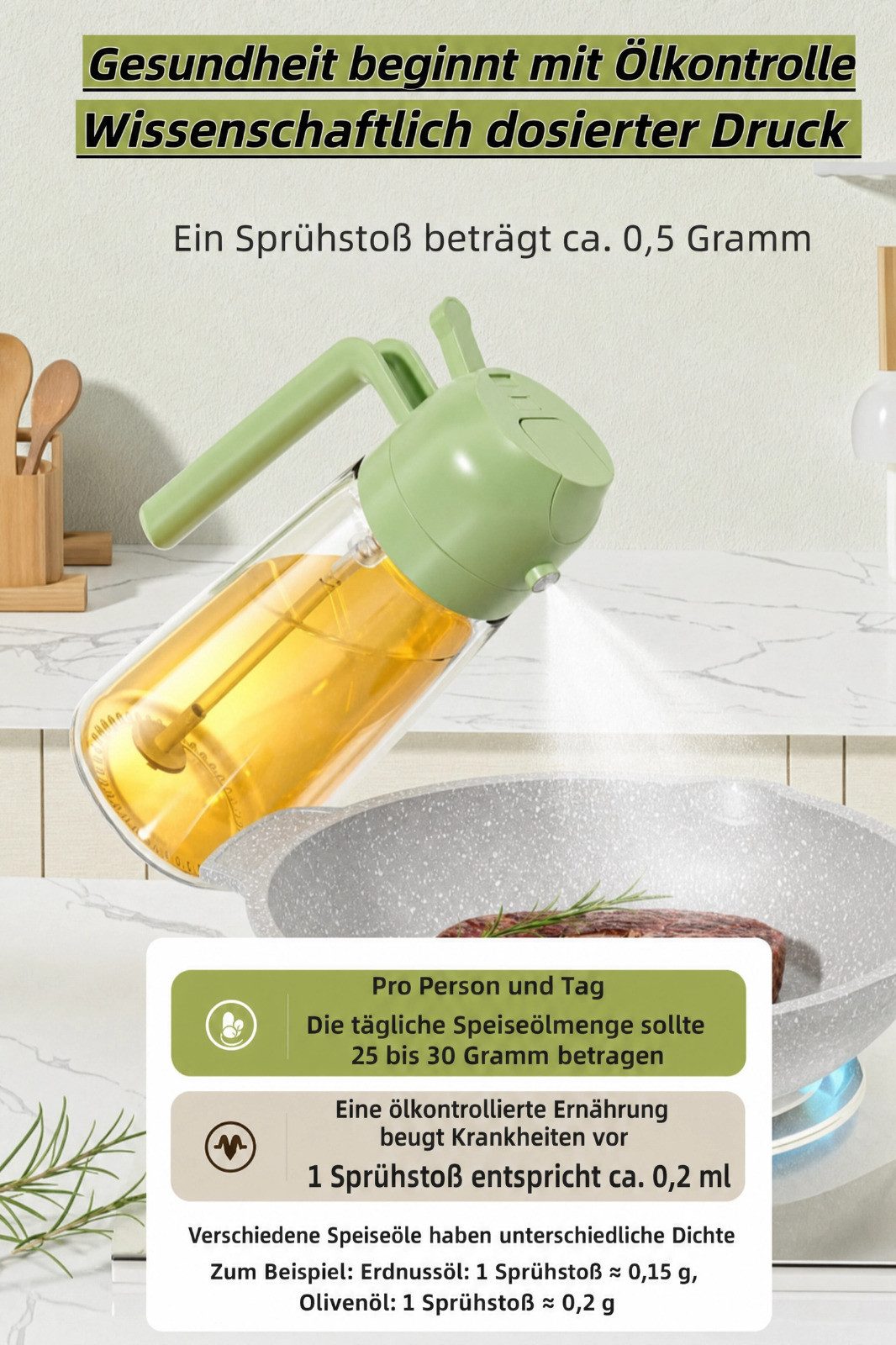WS-Trend Ölspender 2-in-1-Ölspender und Ölsprüher Ölspenderflasche für Küchenspray, (1-tlg), 470 ml – Bild 5 von 5