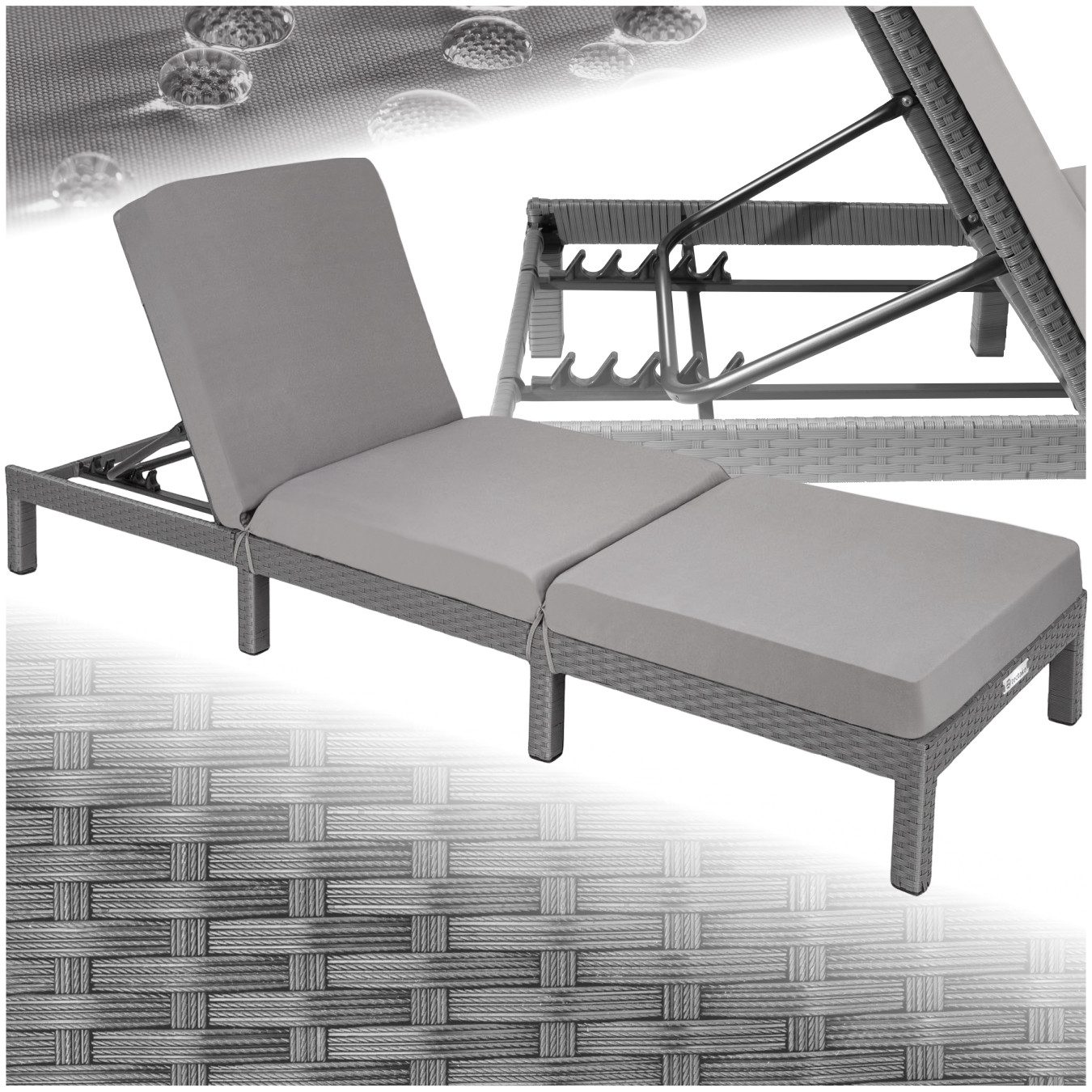 tectake Gartenliege Rattan Sonnenliege, 1 St., Hochwertiges Rattan-Kunststo günstig online kaufen