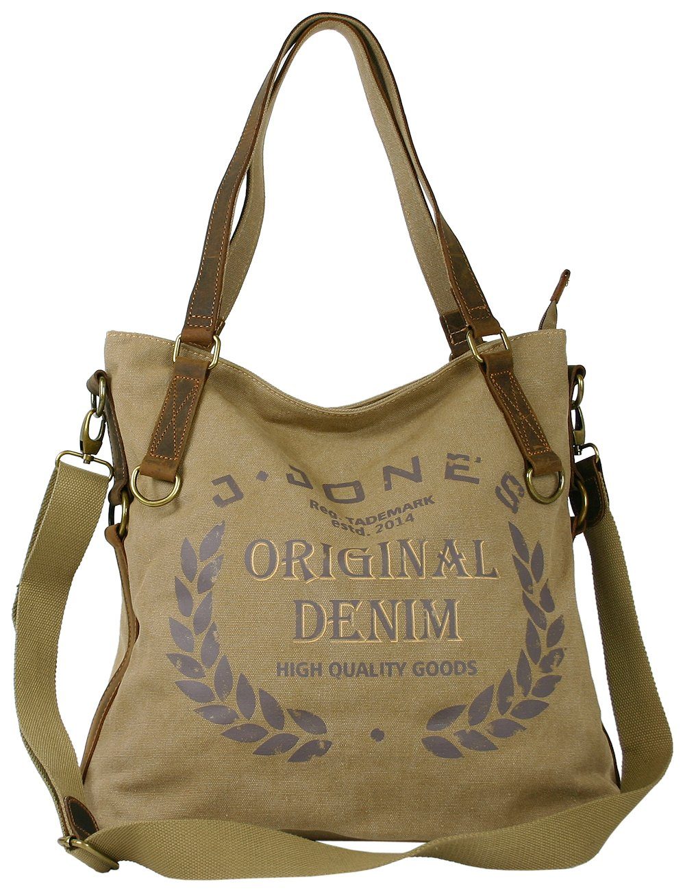 J JONES JENNIFER JONES Shopper Große Damen Umhängetasch aus Canvas - Vintage Schultertasche