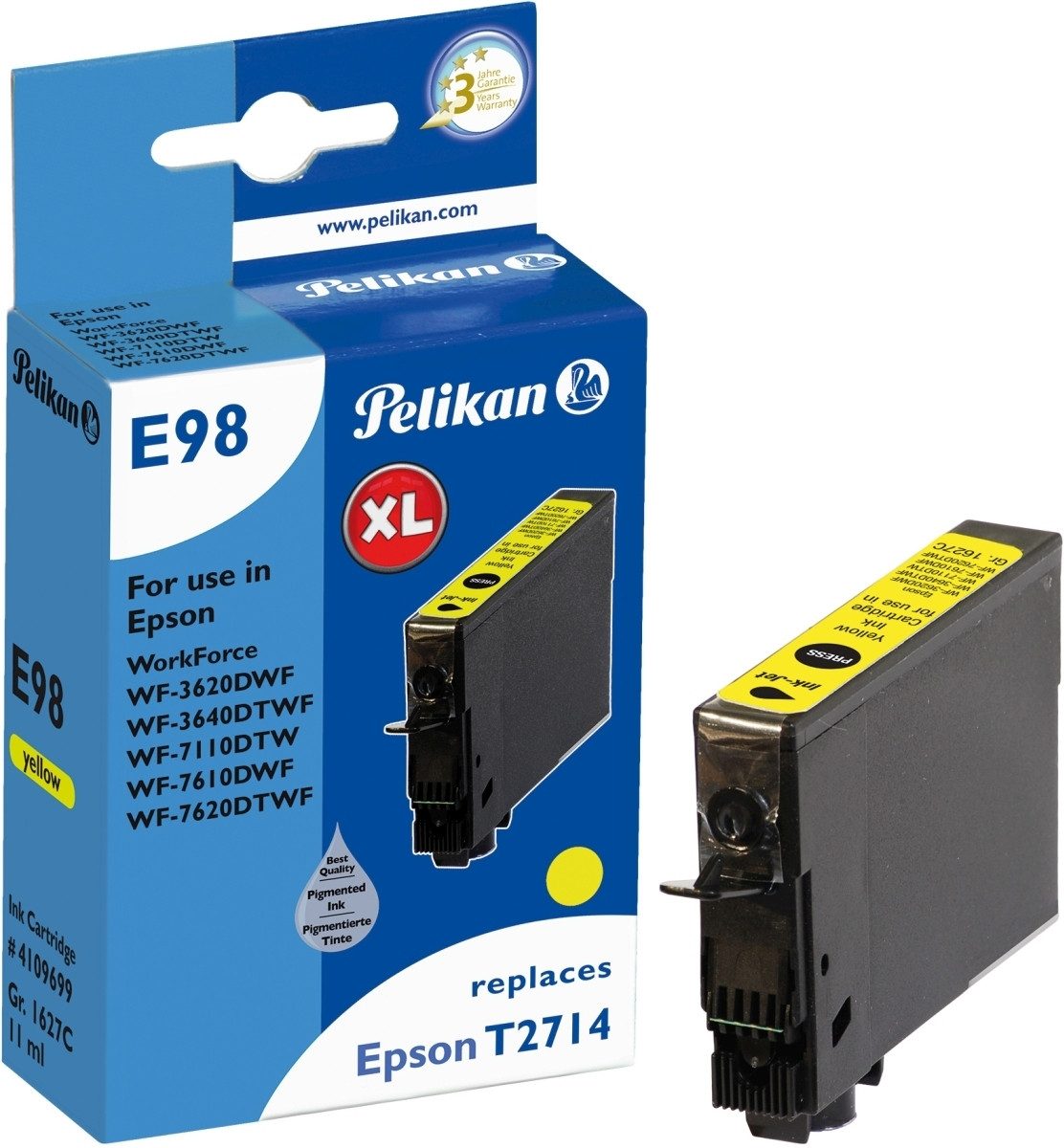 Tintenpatrone kompatibel mit Epson T2714 yellow Typ E98. Nachfülltinte