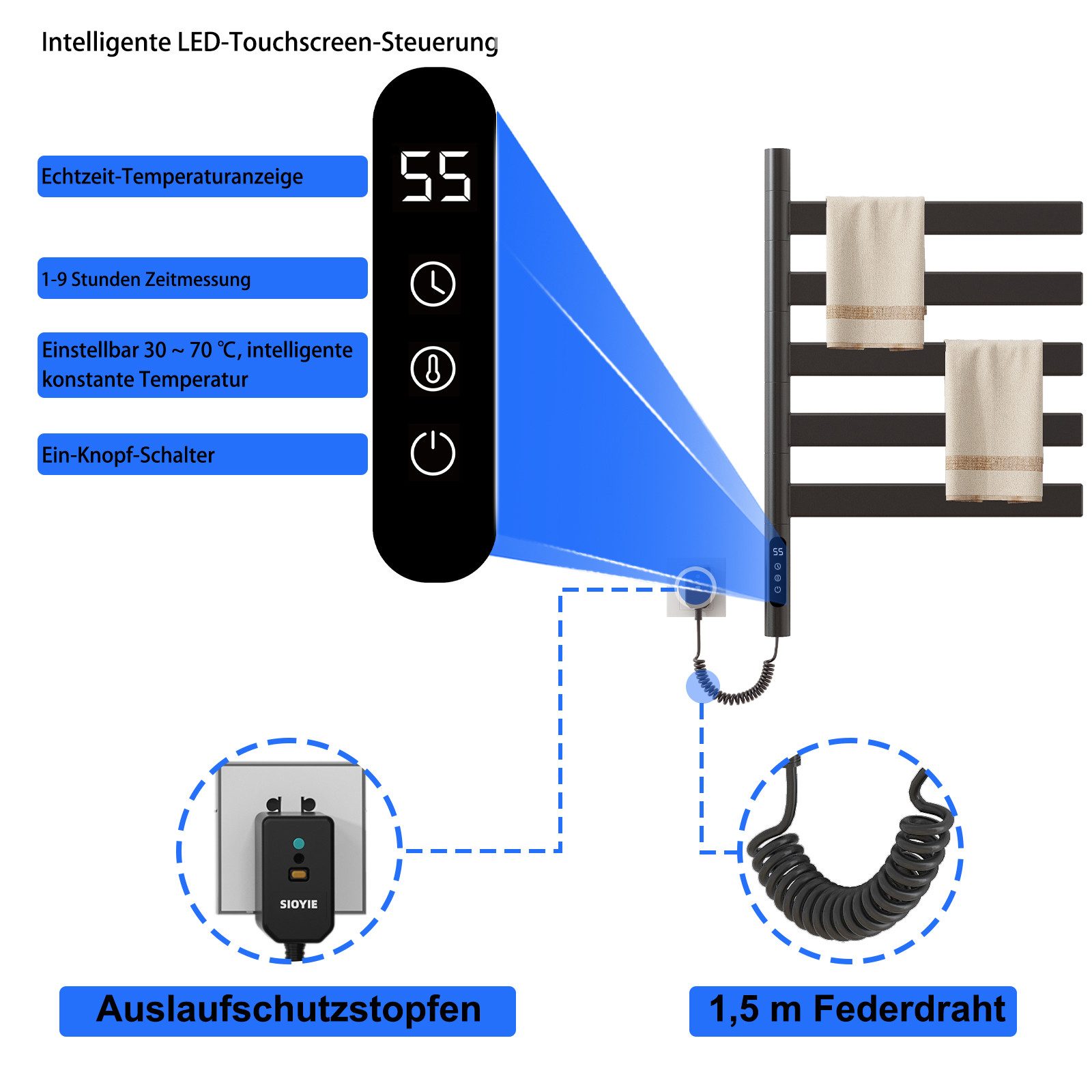 Oihpaw Elektrischer Badheizkörper Intelligenter Konstanttemperatur Handtuch günstig online kaufen