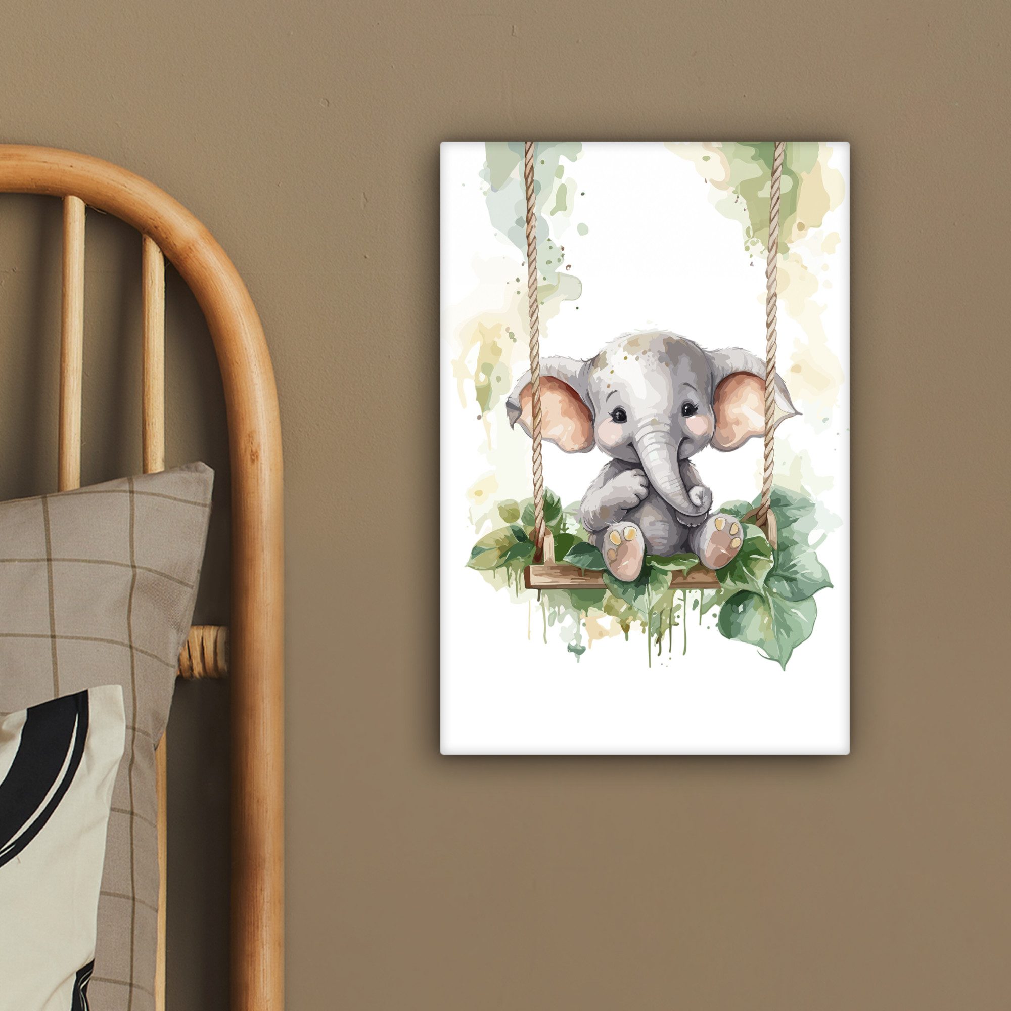 OneMillionCanvasses® Leinwandbild Elefant - Tier - Kinder - Dschungel, Fotodruck (1 St), Leinwand Canvas Wandbild, Wanddekoration 20x30 cm – Bild 4 von 5