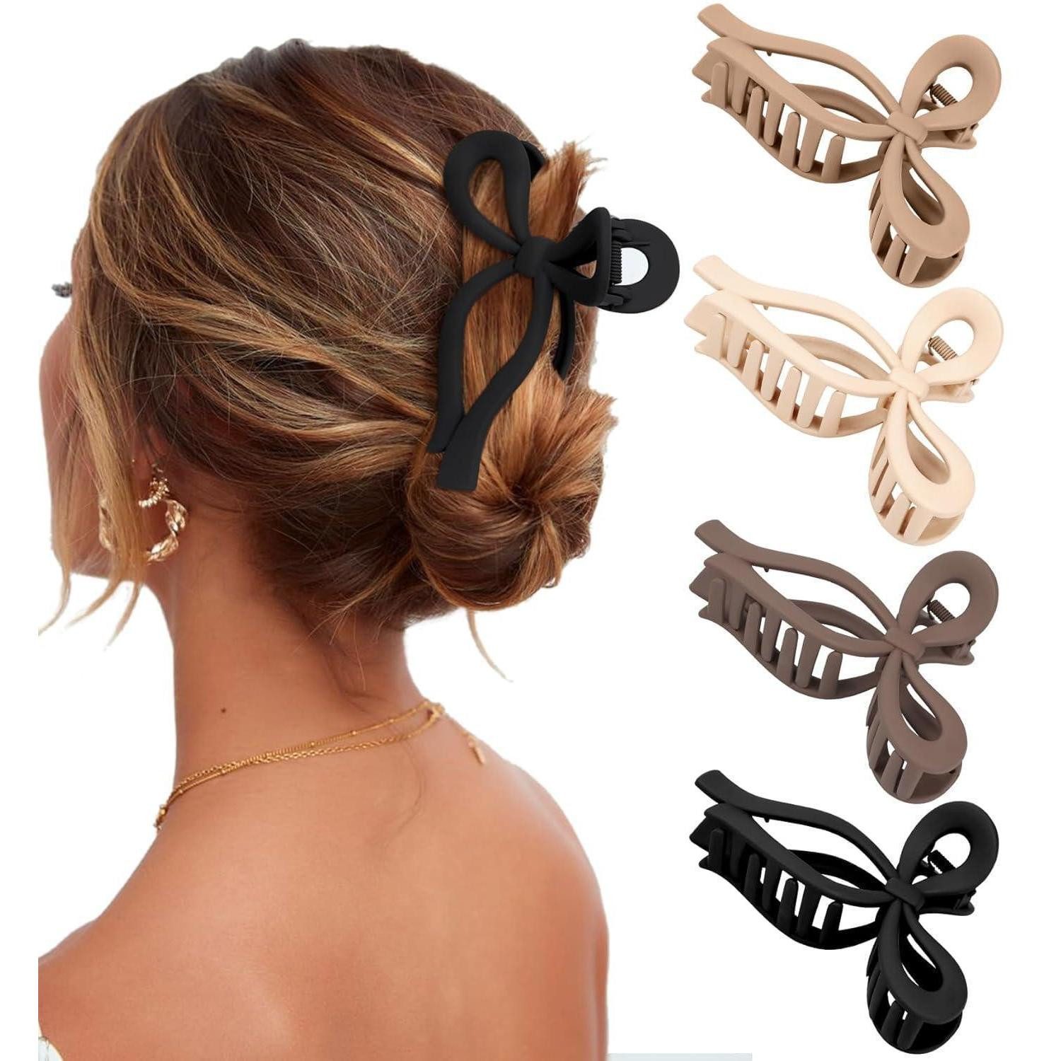 LuxusKollektion Haarklammer Haarklammer Schleife Schmetterling Hair Clips 4 Stück 11cm Damen