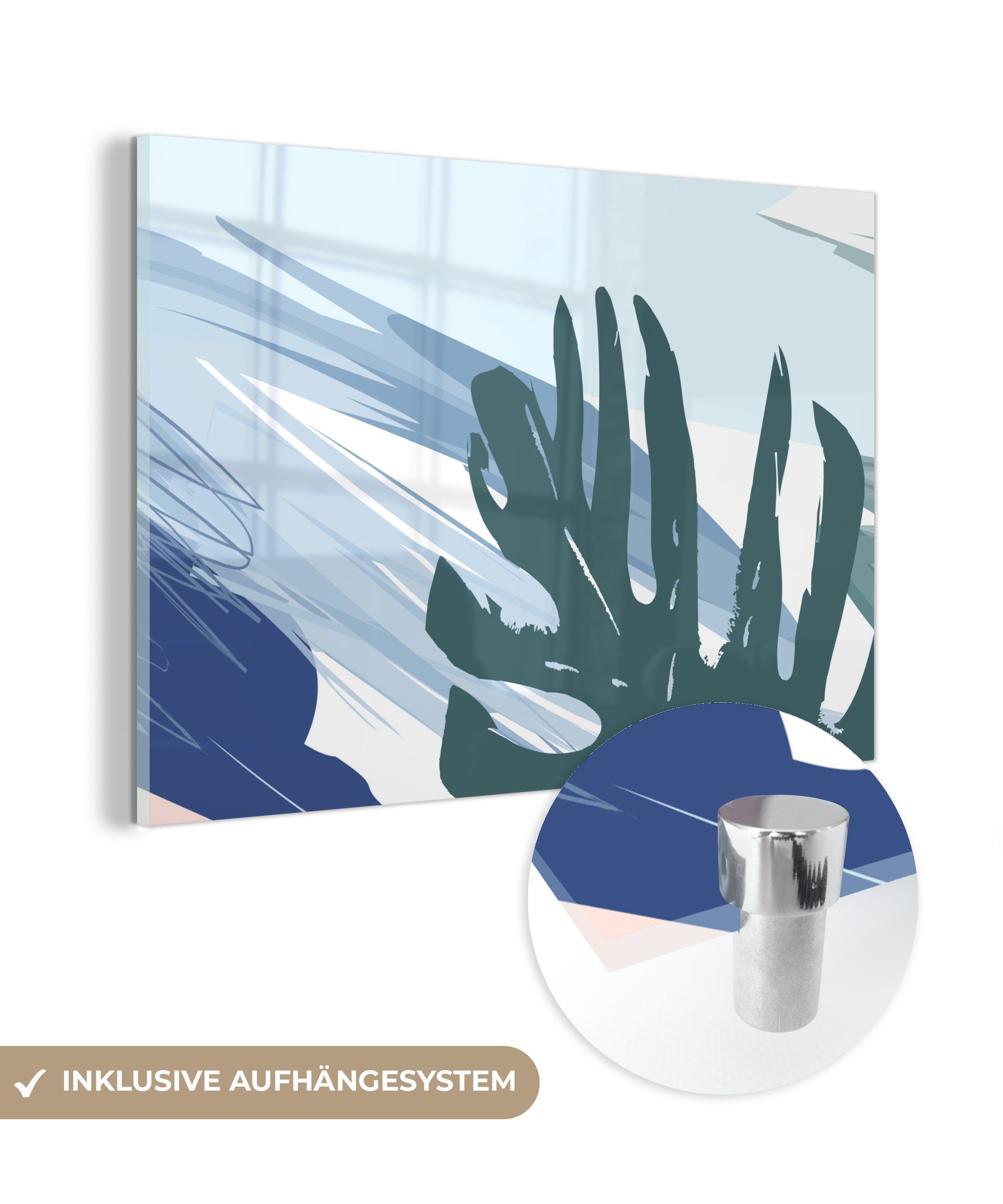 MuchoWow Acrylglasbild Sommer - Laub - Blau, (1 St), Acrylglasbilder Wohnzimmer & Schlafzimmer
