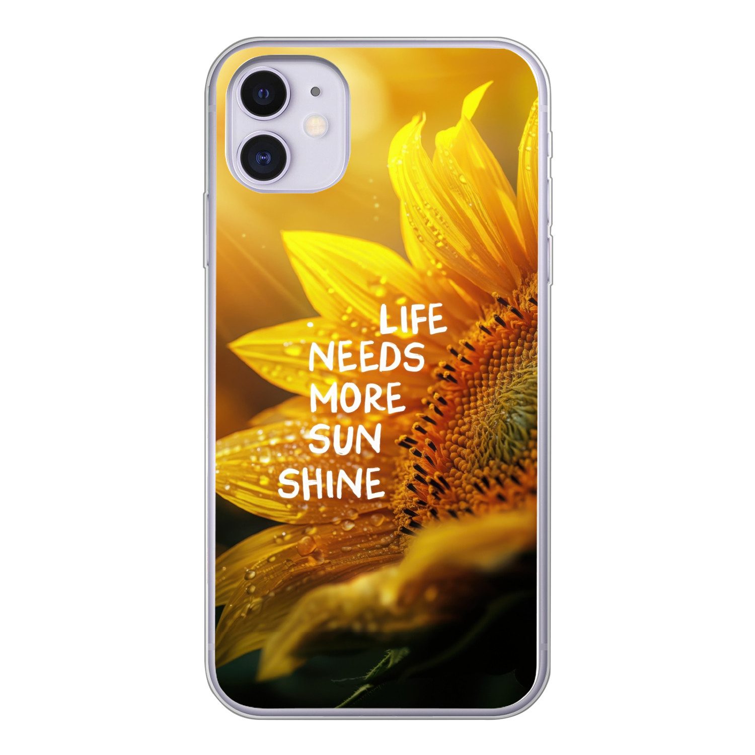 MuchoWow Handyhülle für Apple iPhone 11 Sonnenblume - Nahaufnahme - Gelb - Zitat, Smartphone-Bumper, Print, Handy Schutzhülle Dünn