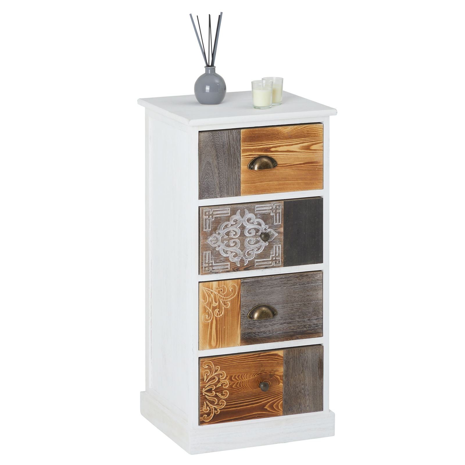 CARO-Möbel Kommode CARA, Schubladen Kommode Standregal Schrank Anrichte Vintage Shabby Landhaus