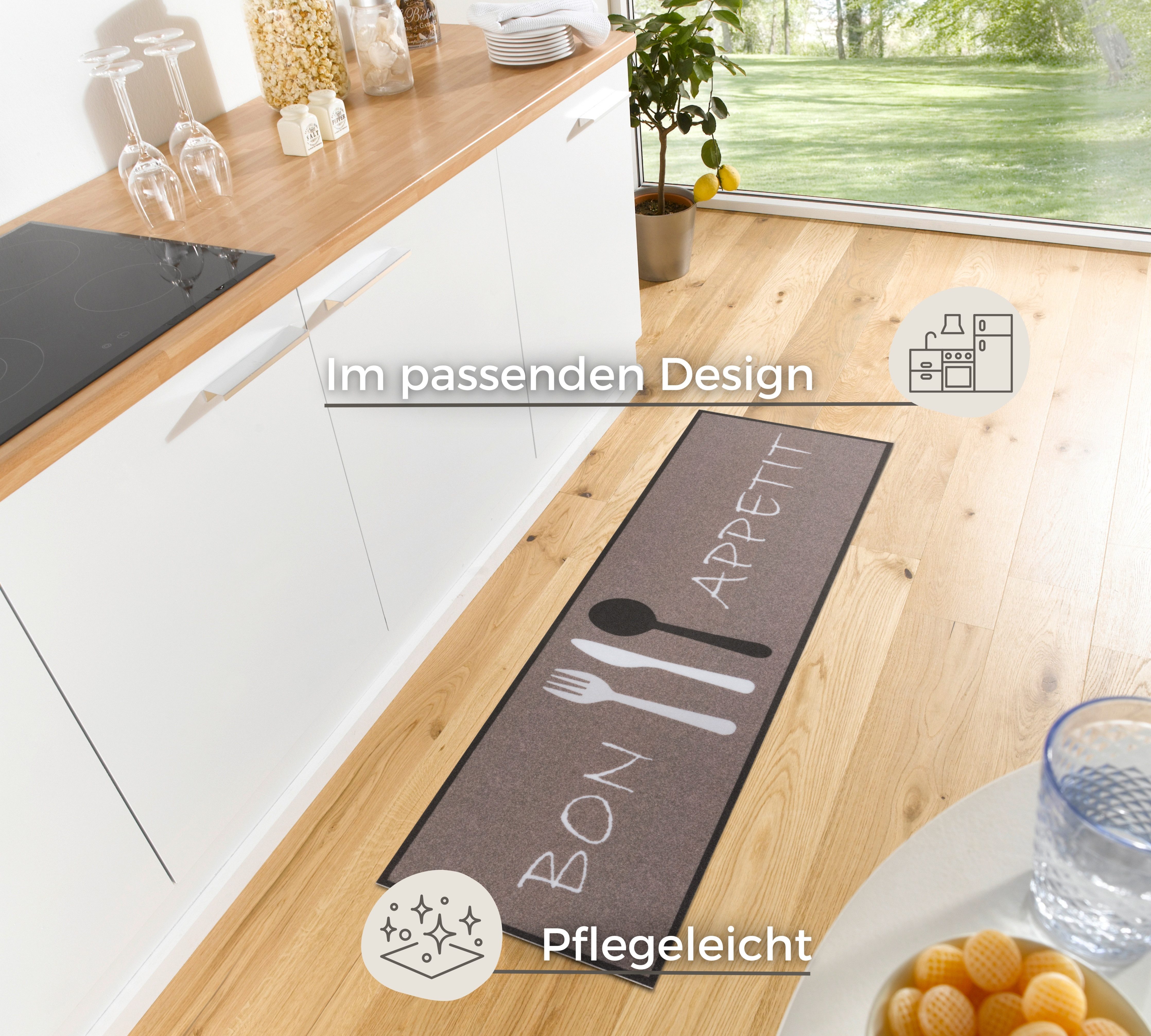 HANSE Home Küchenläufer Bon Appetit Cutlery, rechteckig, Höhe: 3 mm, Läufer, Rutschfest, Küchenteppich, Küche, Teppich, Pflegeleicht