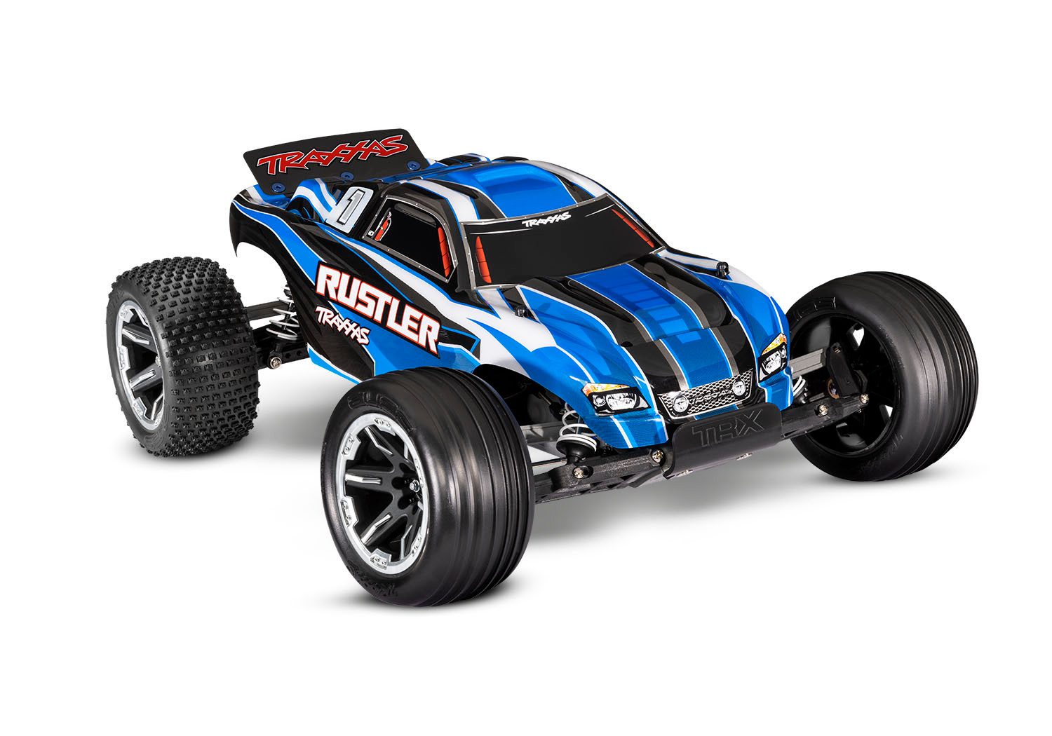 Traxxas RC-Buggy Traxxas Rustler 2WD RTR 1:10 blau, Akku, 4A Lader