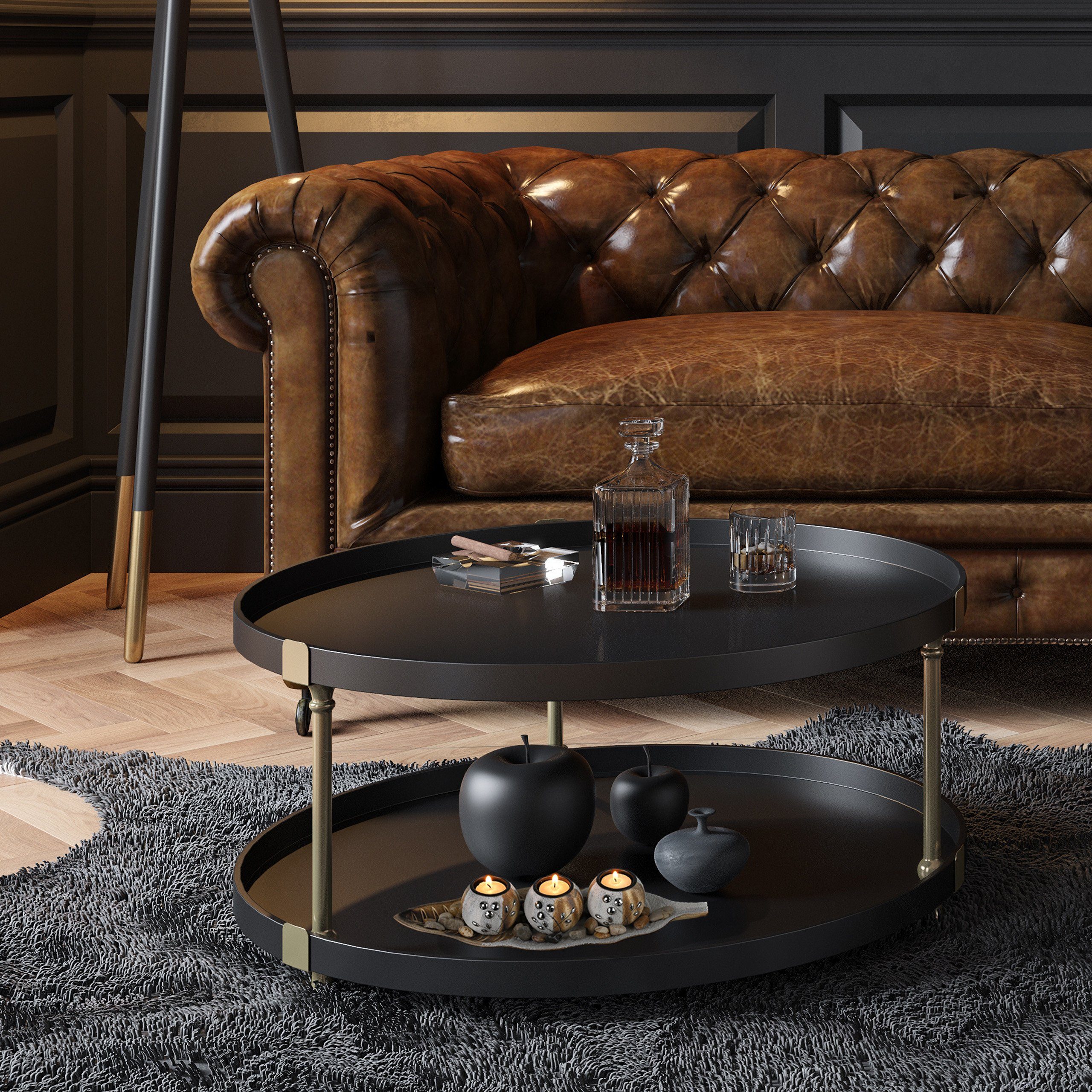 relaxdays Teelichthalter mit Tablett 3 runde Teelichthalter mit Tablett günstig online kaufen