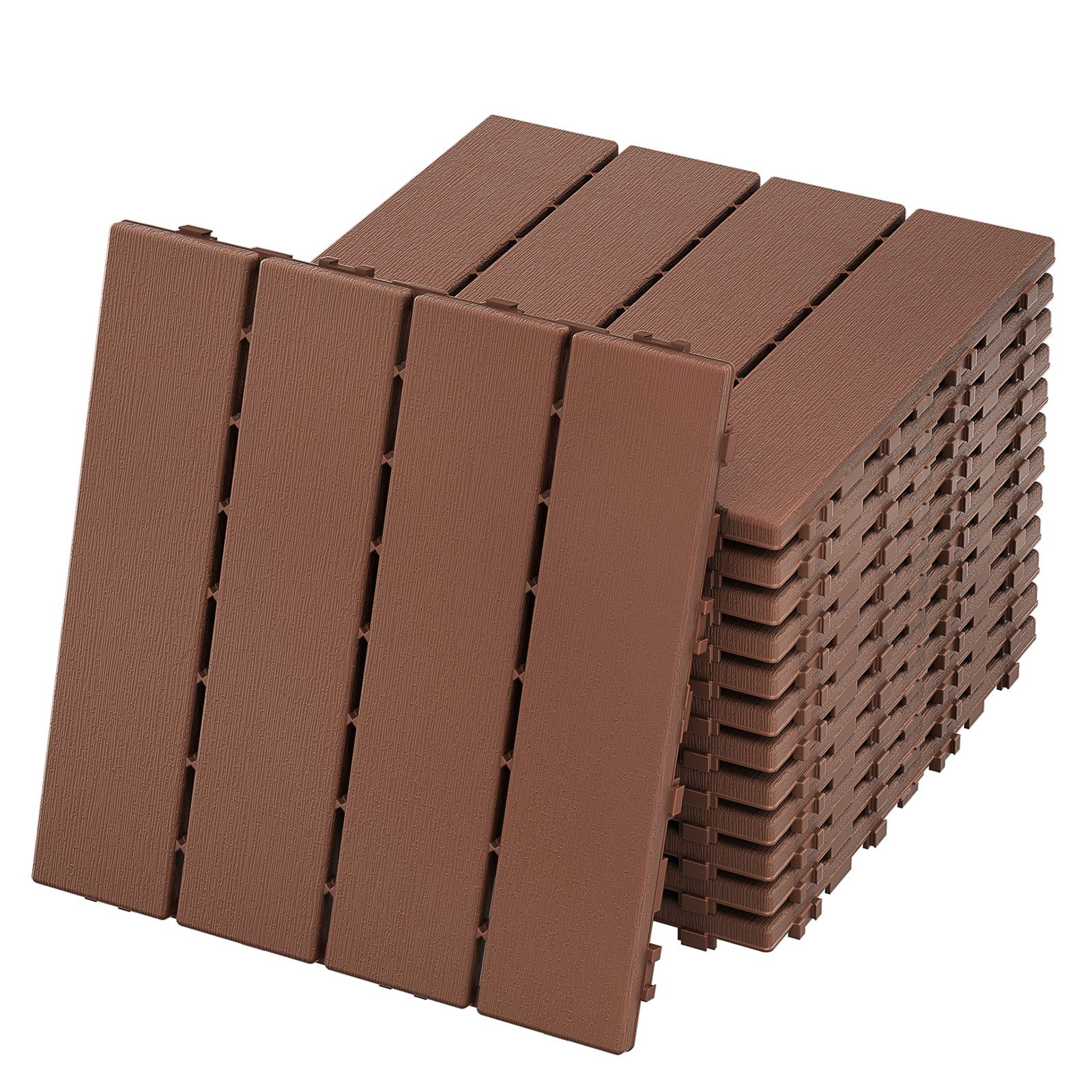FIVMEN Terrassendielen 30x30cm Fliesen Balkonfliesen Terrassenfliesen in Holzoptik, Braun, (55-St), für Terrassen, Gärten, Schwimmbäder