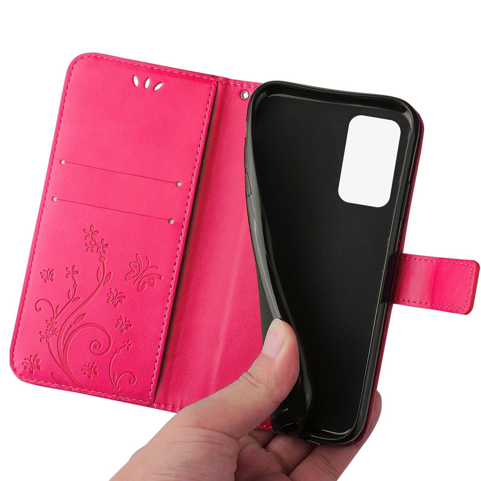 Tec-Expert Handyhülle Cover Tasche Hülle für Samsung Galaxy S20 FE 6,5 Zoll, Klapphülle Case mit Kartenfach Fliphülle aufstellbar, Motiv Blumen