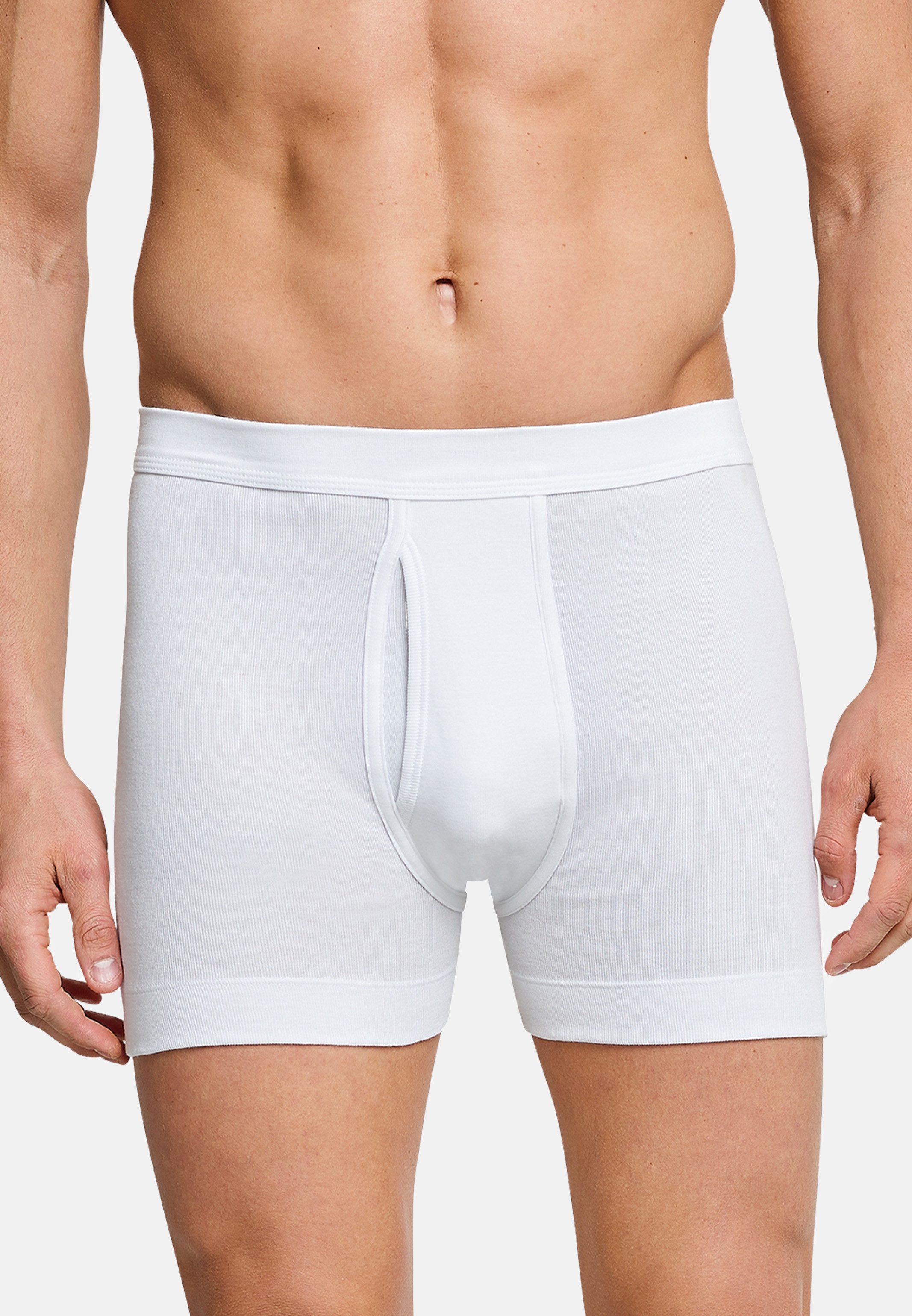Schiesser Retro Boxer 5er Pack Essentials Feinripp (Spar-Set, 5-St) Long Short / Pant - Baumwolle - mit Eingriff - Atmungsaktiv