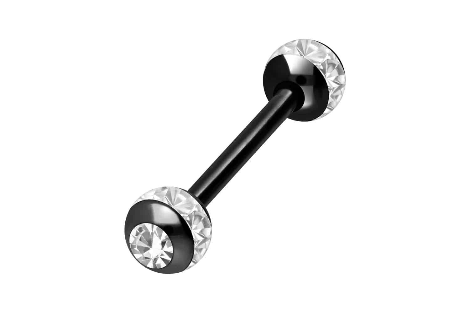 PIERCINGLINE Brustwarzenpiercing Chirurgenstahl Barbell EPOXY-RING-KUGELN + KRISTALLE (Barbells, 1-tlg)