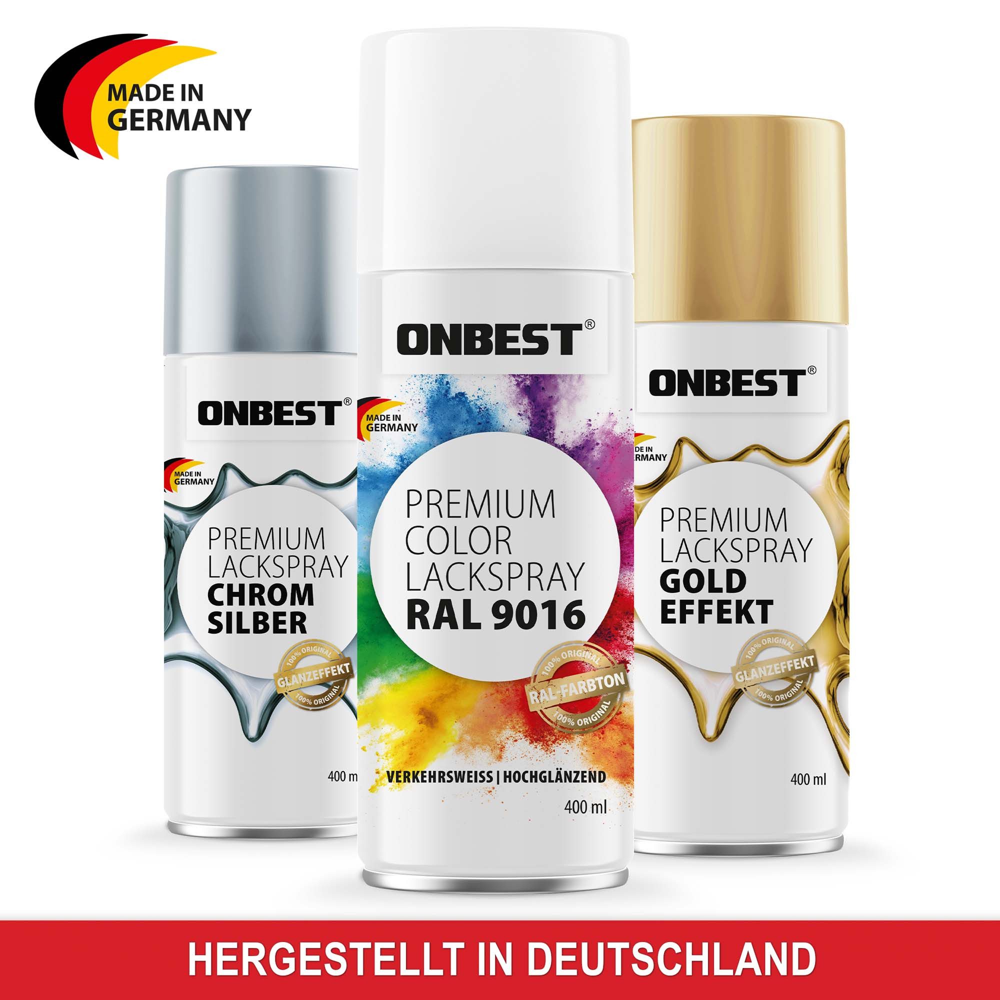 Onbest Sprühlack PREMIUM Lackspray 400 ml, Hohe Pigmentierung, Made in Germany