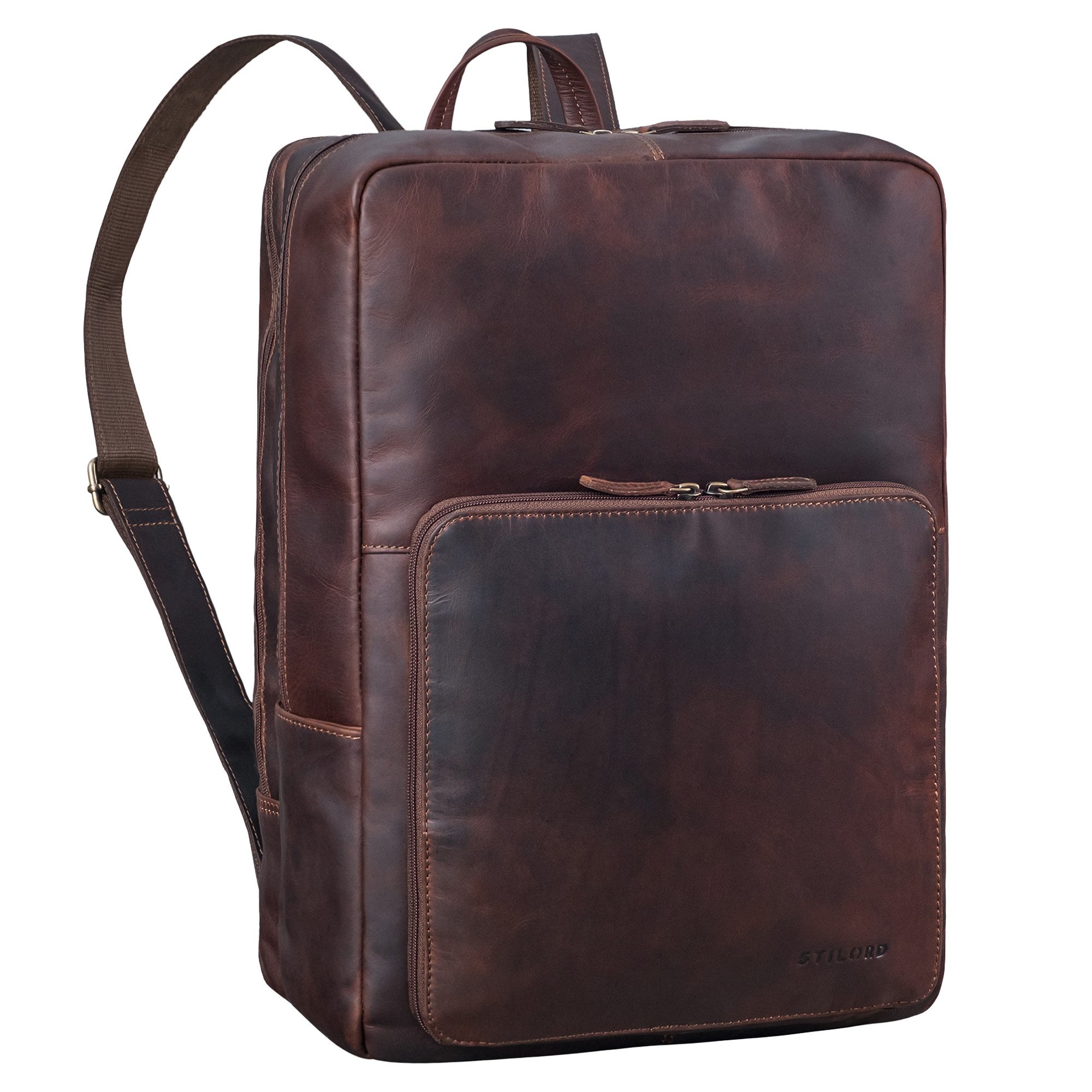 Notebookrucksack "Nicolo" XXL Business Rucksack Herren Leder Laptoprucksack 17 Zoll