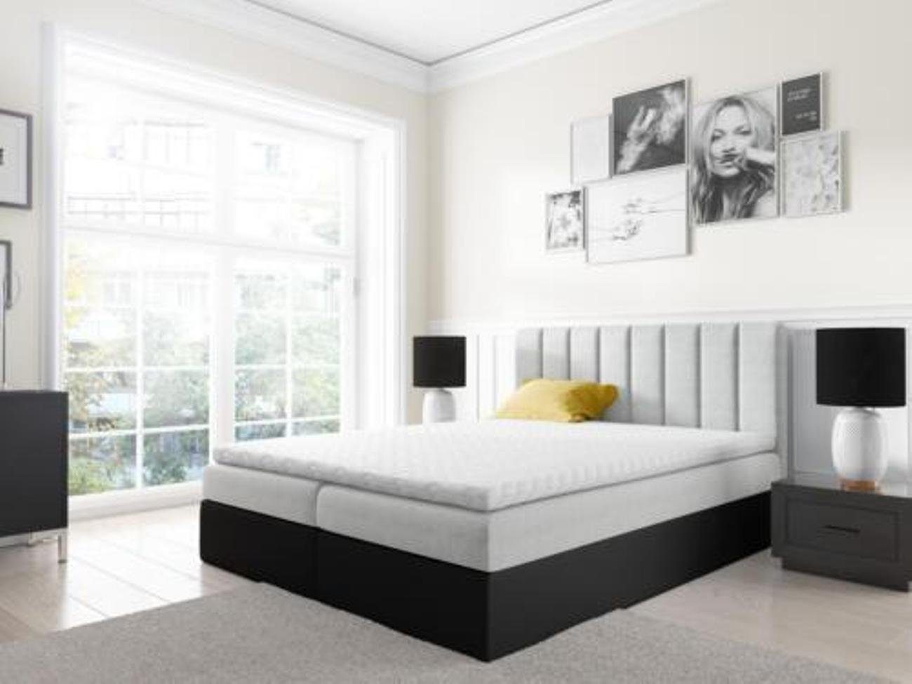 JVmoebel Bett, Boxspringbett Doppelbett Bett mit Bettkasten Ehebett Betten 180cm Weiß