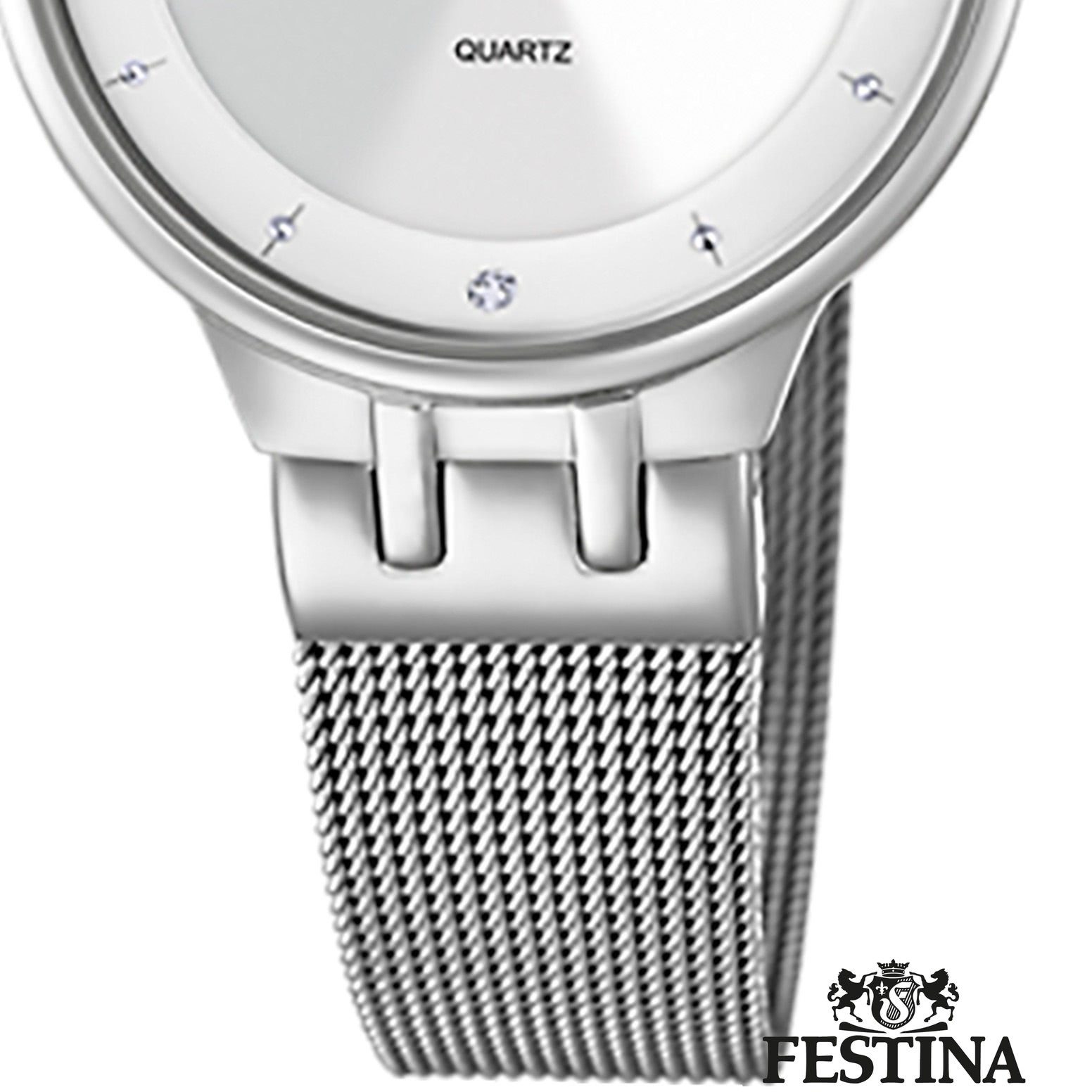 Festina Quarzuhr Festina Damenuhr Mademoiselle, (Analoguhr), Damen Armbanduhr rund, Edelstahlarmband silber, Fashion