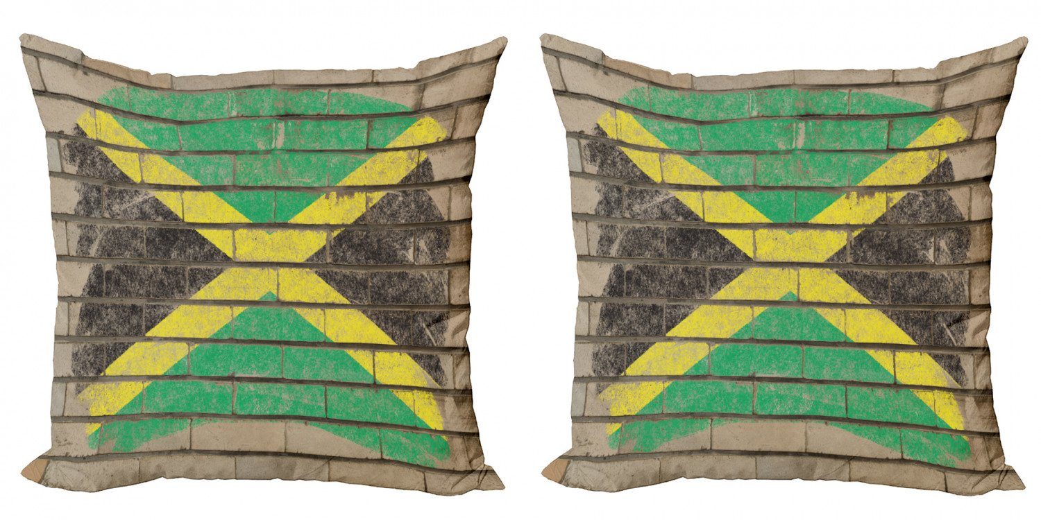 Kissenbezüge Modern Accent Doppelseitiger Digitaldruck, Abakuhaus (2 Stück), jamaikanisch Flagge an der Wand Chalk
