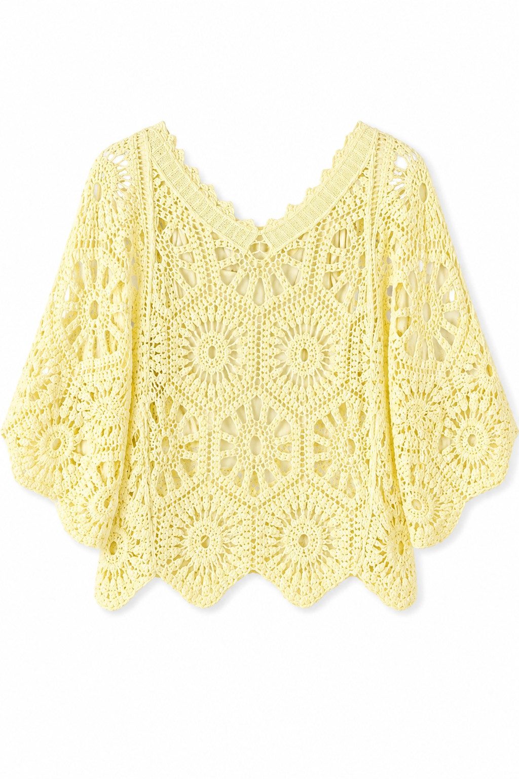 ITALY VIBES Blusenponcho - Häkelshirt - Spitzenshirt - ITALY VIBES - Boho - Oversize ONE SIZE- passend für Größen S - L