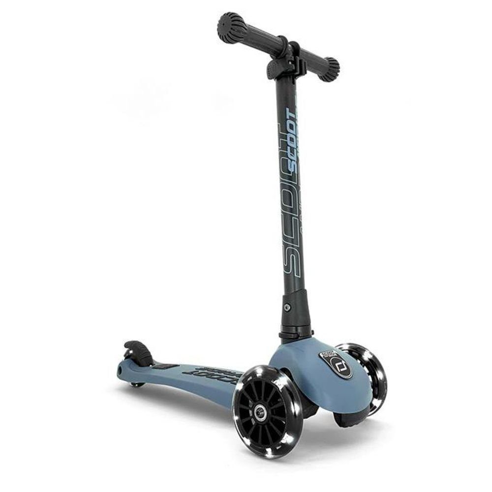Scoot and Ride Dreiradscooter Kickboard, 3 LED Kinderroller, Scooter, Steel, Cityroller, blau Highwaykick