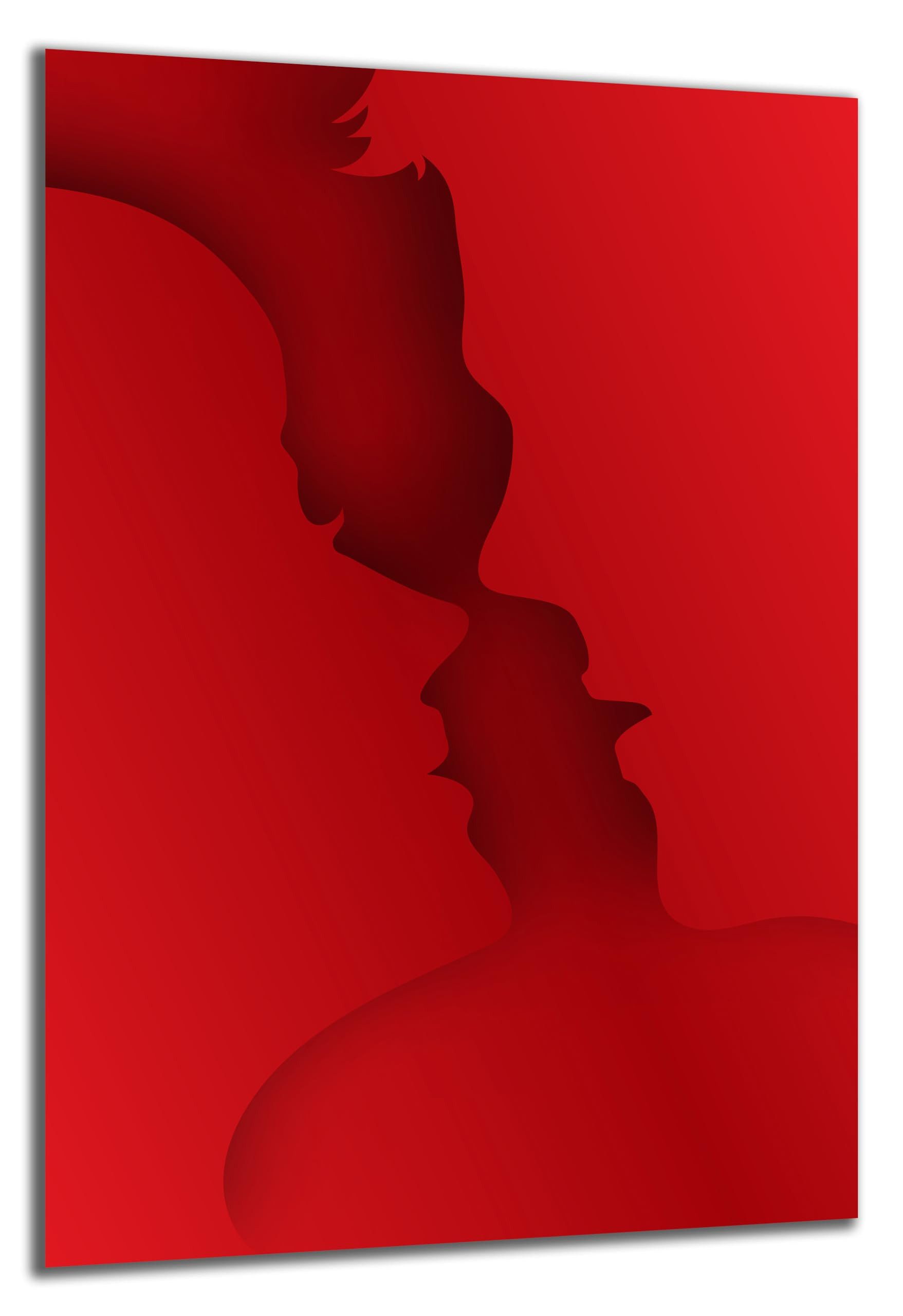 DARO Design Wandbild Liebe Wandbilder Wand Deko Bilder Geschenk Modern Leinwandbild, (Liebe Kuss Rot - Bild klein Wohnzimmer Schlafzimmer Flur Büro Einteilig Querformat Fotodruck Liebe & Romantik), 30x20 cm