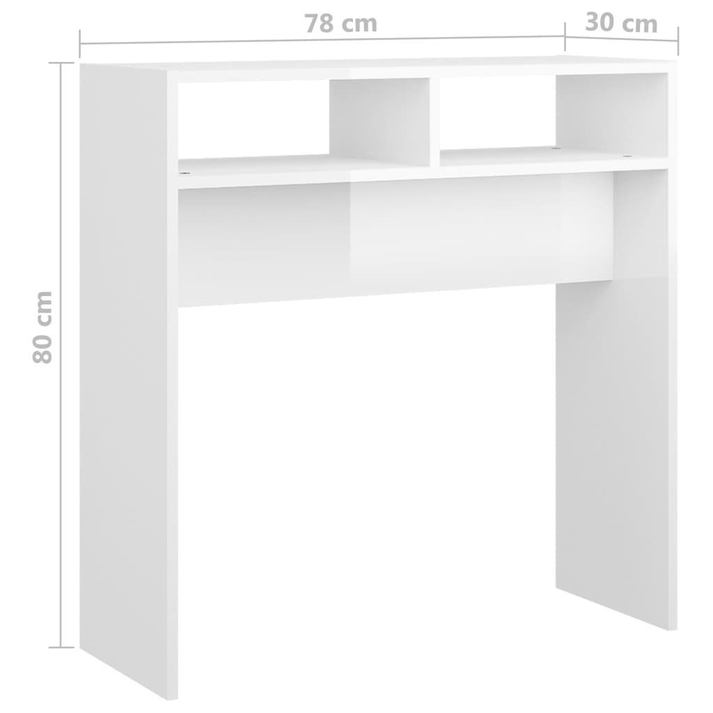 Konsolentisch furnicato 78x30x80 cm Beistelltisch Hochglanz-Weiß Holzwerkstoff (1-St)