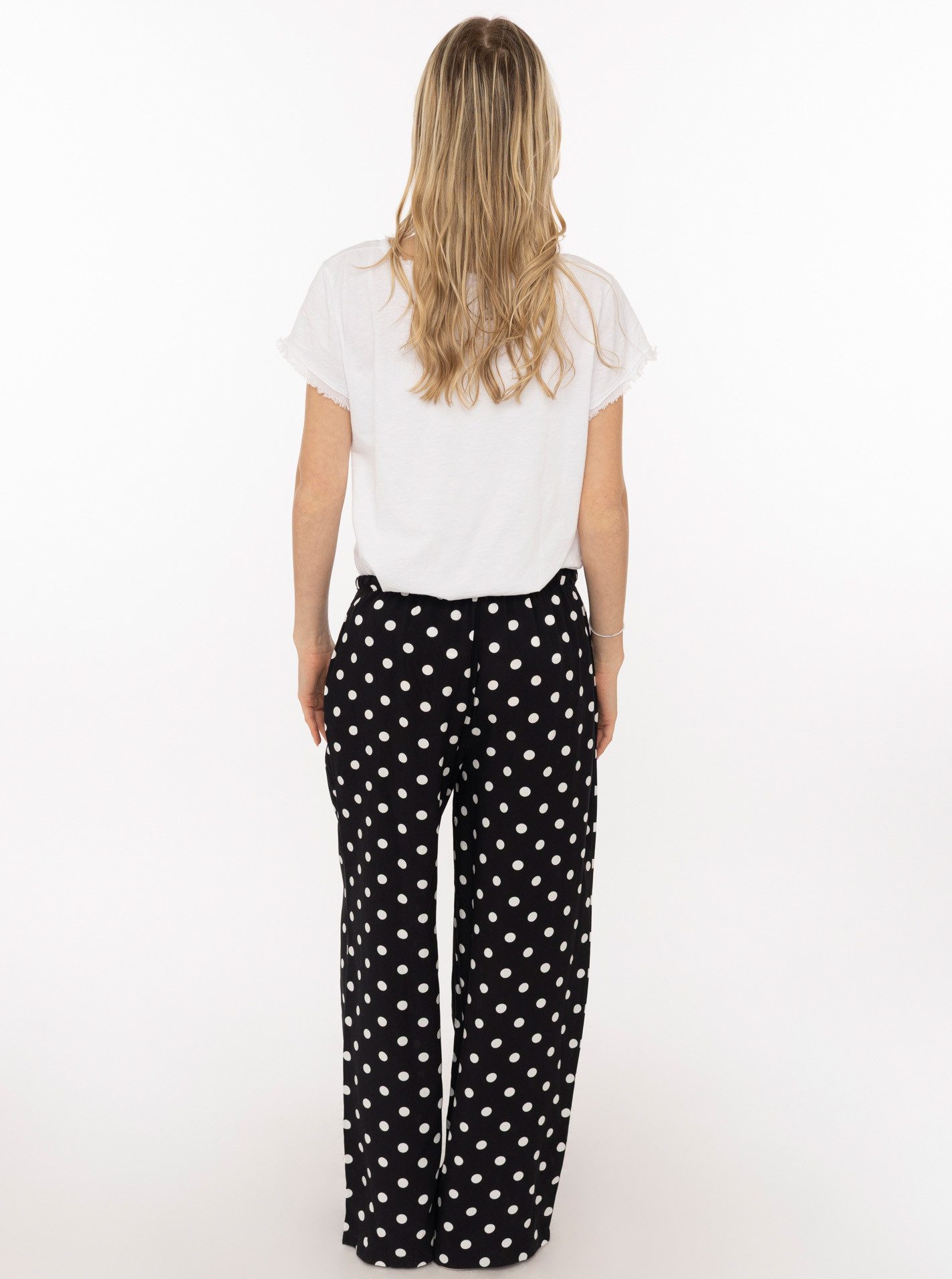 Zwillingsherz Stoffhose Sommerhose "Punkte" allover-Punktemuster, elastischer Bund mit Bindeband