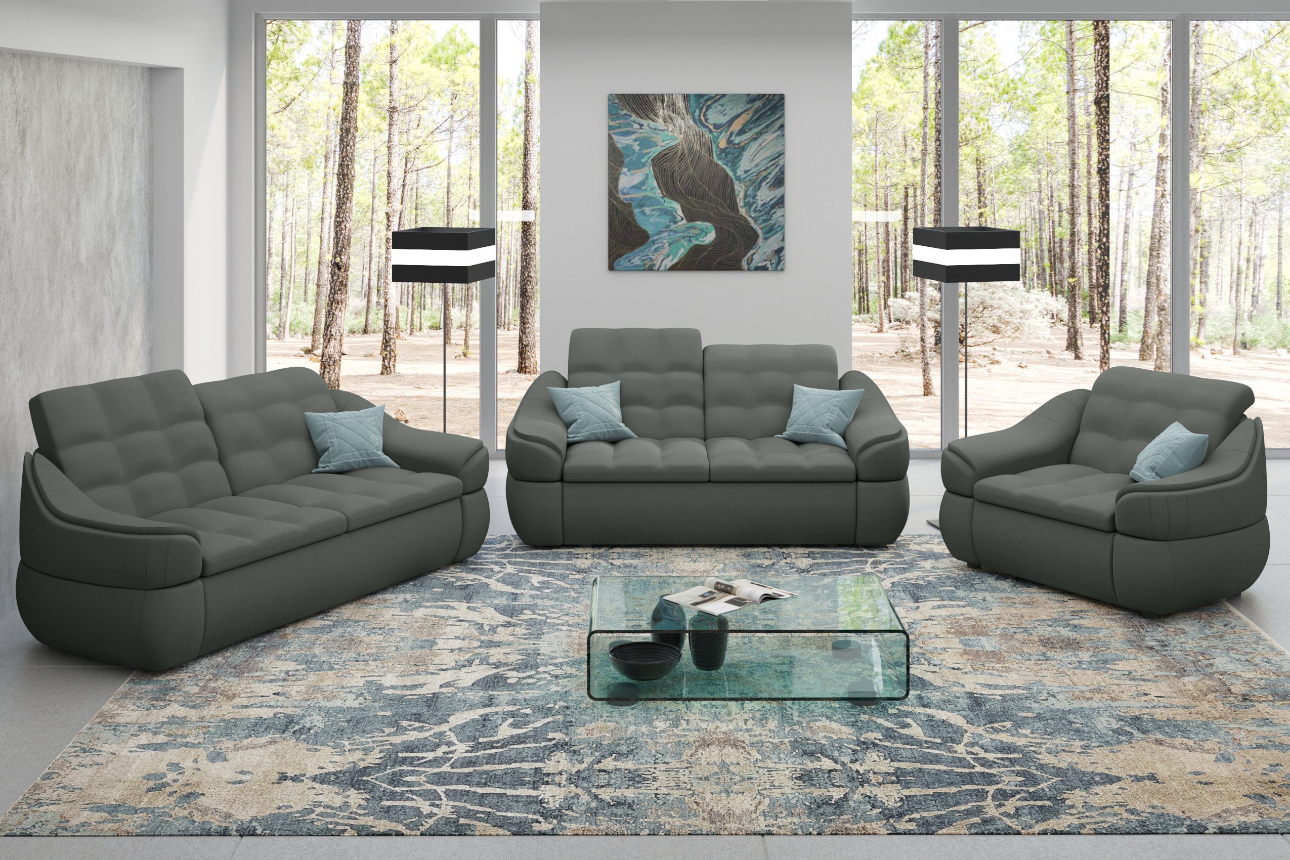 2-Sitzer Stylefy 2,5-Sitzer Sessel, Europa Design, Alisa, (Set Sofa, in Sofa (3-tlg), made und bestehend aus Polstergarnitur Modern