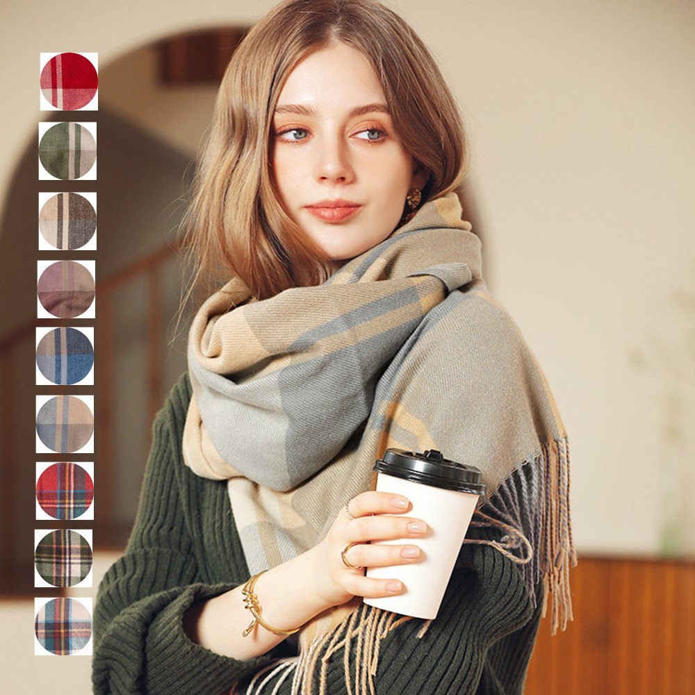 XDeer Wollschal Damen Schal,kuschelweich Karo,Winter Schal günstig online kaufen
