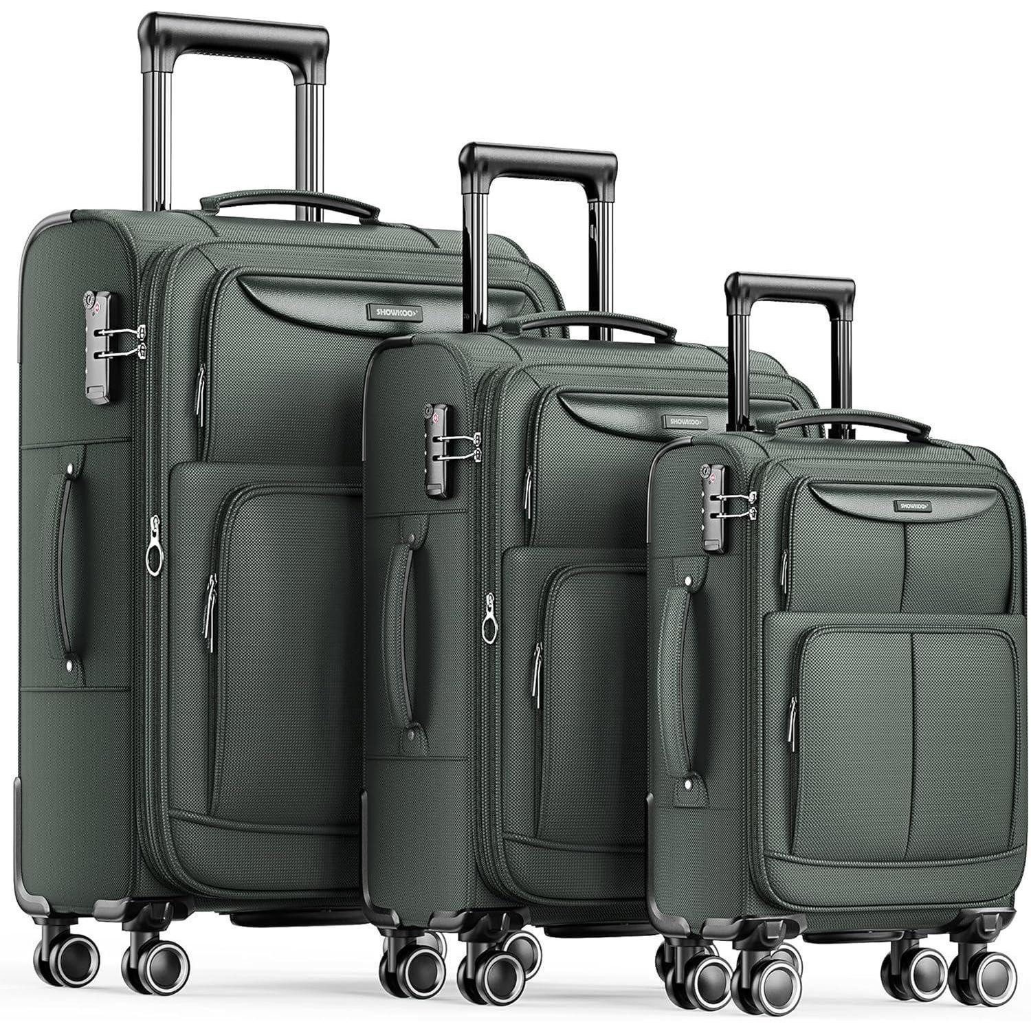 Kofferset Kofferset 3 Teilig Weichschale Erweiterbar Leicht Trolley TSA 4 Rollen