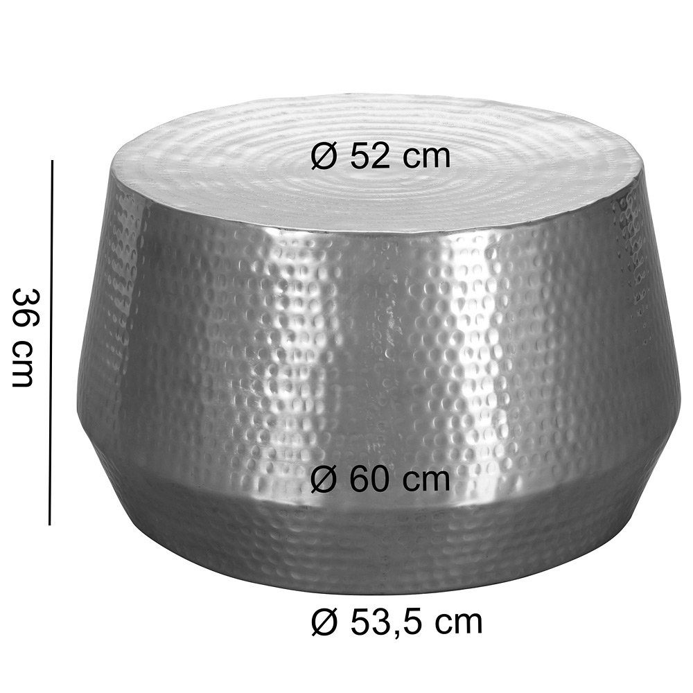 Lomadox Metall, 60/36/60cm Couchtisch, B/H/T ca. Hammerschlag Sofatisch,
