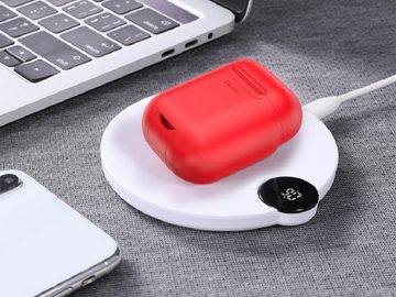Baseus Kopfhörer-Schutzhülle Baseus AirPods Wireless Charger Rot Case Silikon Schutztasche mit QI Induktives Laden für Apple AirPods Kopfhörer
