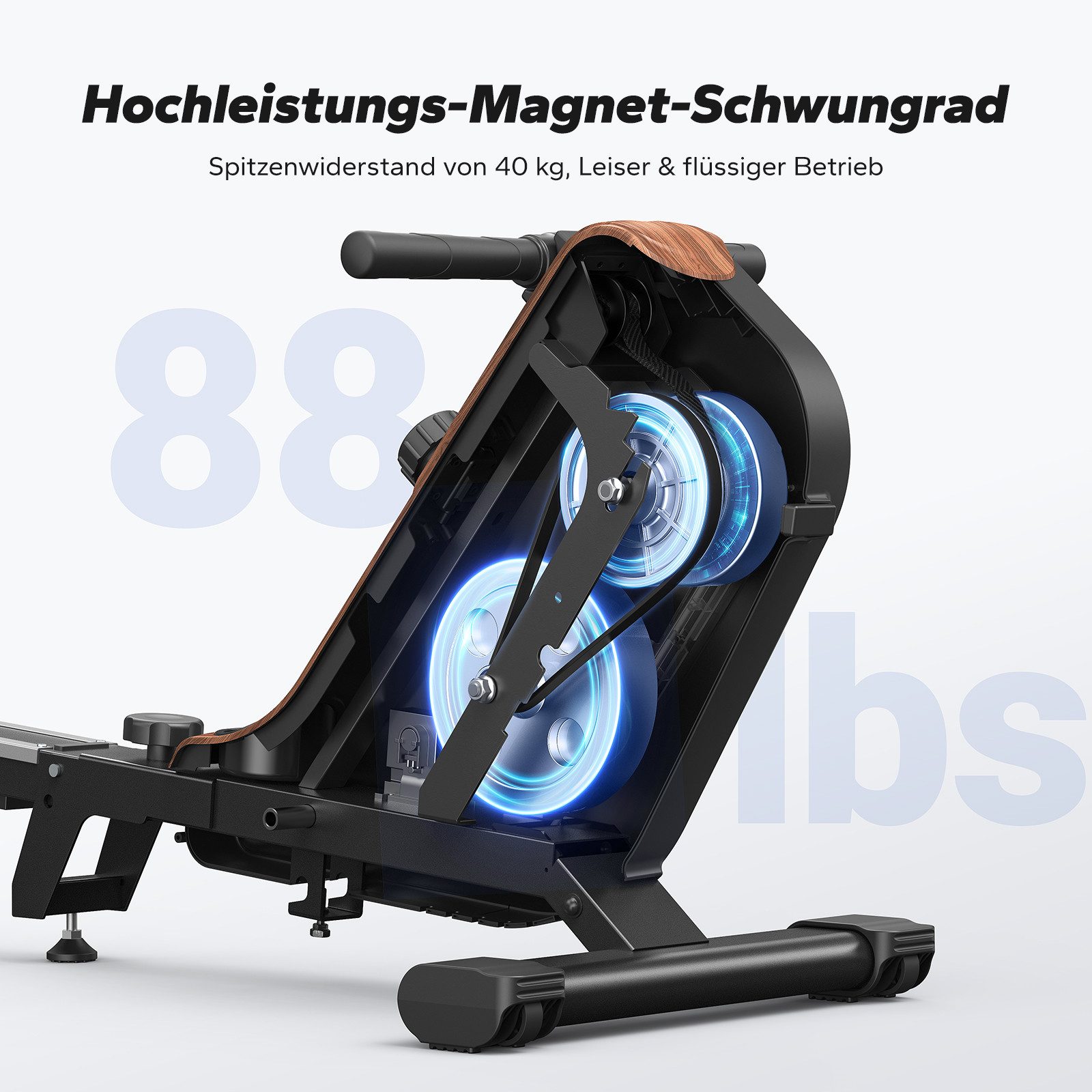 MERACH Rudergerät für Zuhause, Fitnessgeräte mit 16 Widerstandsstufen (Rudermaschine mit Bluetooth-Verbindung, klappbares Design, Kompatibel mit Kinomap, Tablet- und Flaschenhalter, LCD-Anzeige), Leise, Schnelle Montage, platzsparend, Belastbar bis 158 kg