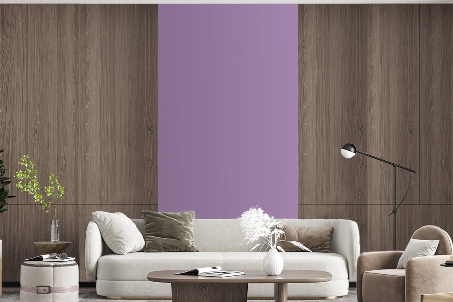 Wohnzimmer - St), Vliestapete (2 Farbe Schlafzimmer - Violett Matt, Fototapete MuchoWow Farben Einfarbig, bedruckt, Innenbereich Küche, Fototapete - für -