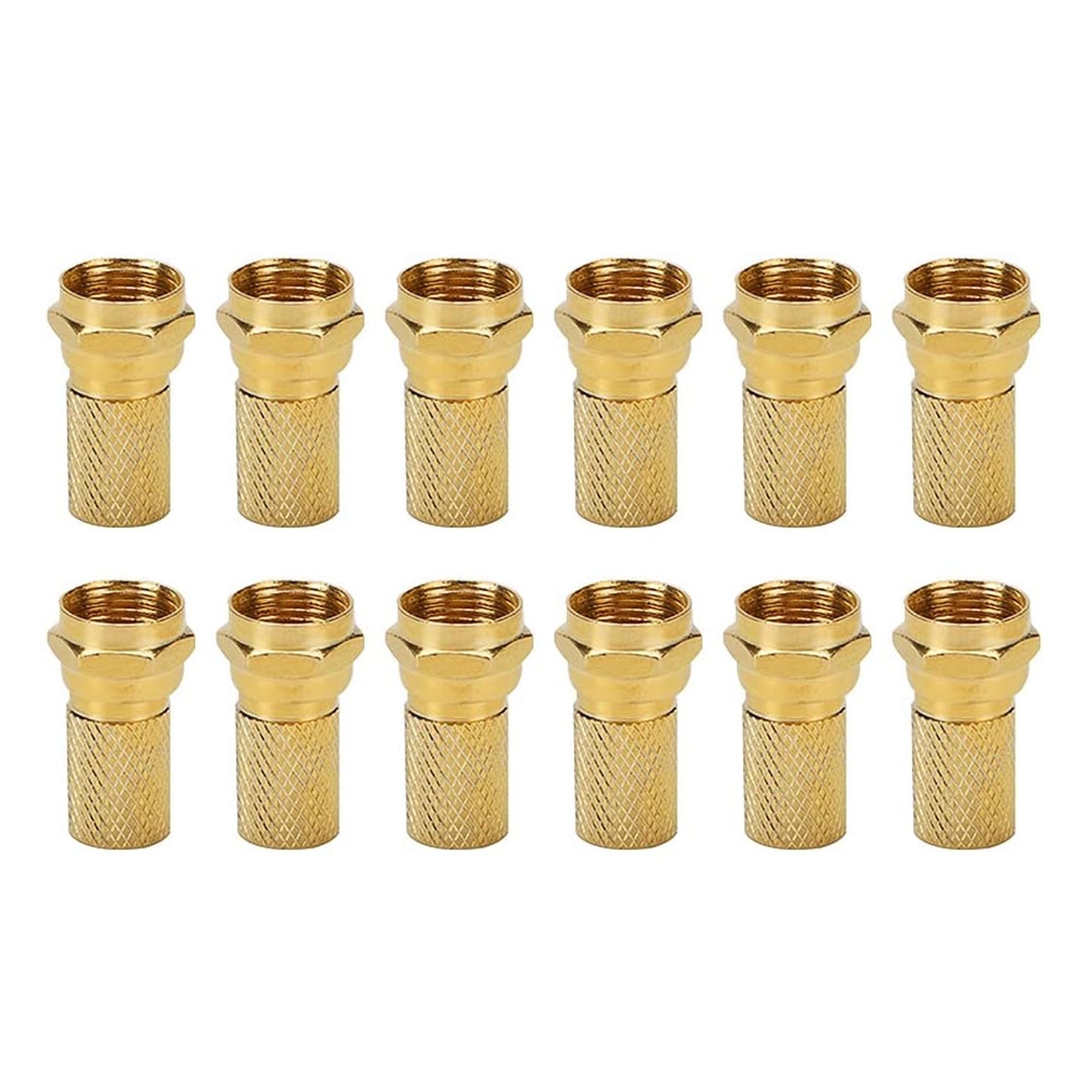 100x F-Stecker Durchmesser 7mm, Steckerlänge 20mm, vergoldet SAT-Kabel