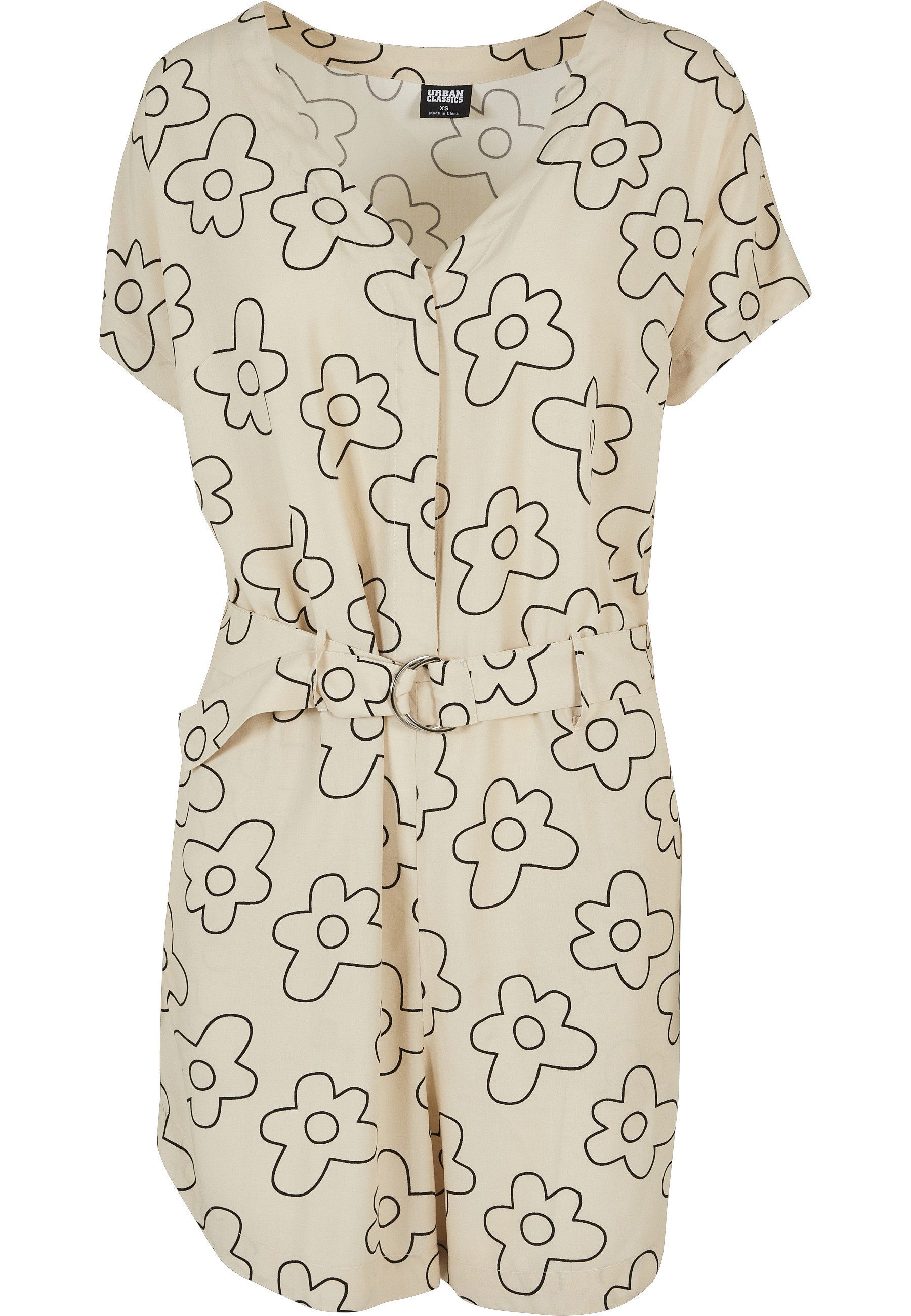 URBAN CLASSICS Jumpsuit Urban Classics Damen Ladies Short Viscose Belt Jumpsuit (1-tlg)