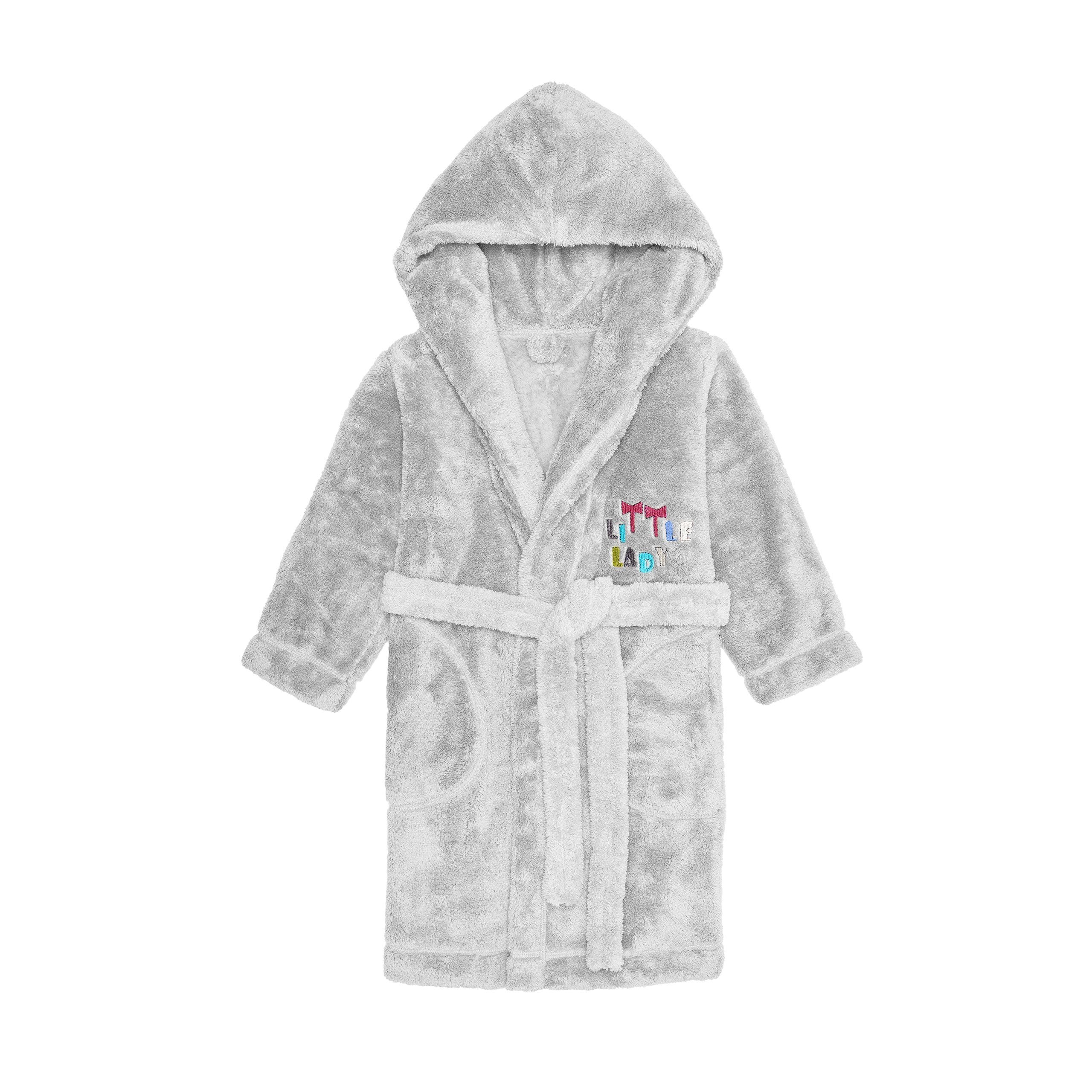 L&L Bademantel Mädchen & Jugend Bademantel mit Kapuze LL0016, 3/4, Polyester, Kapuze