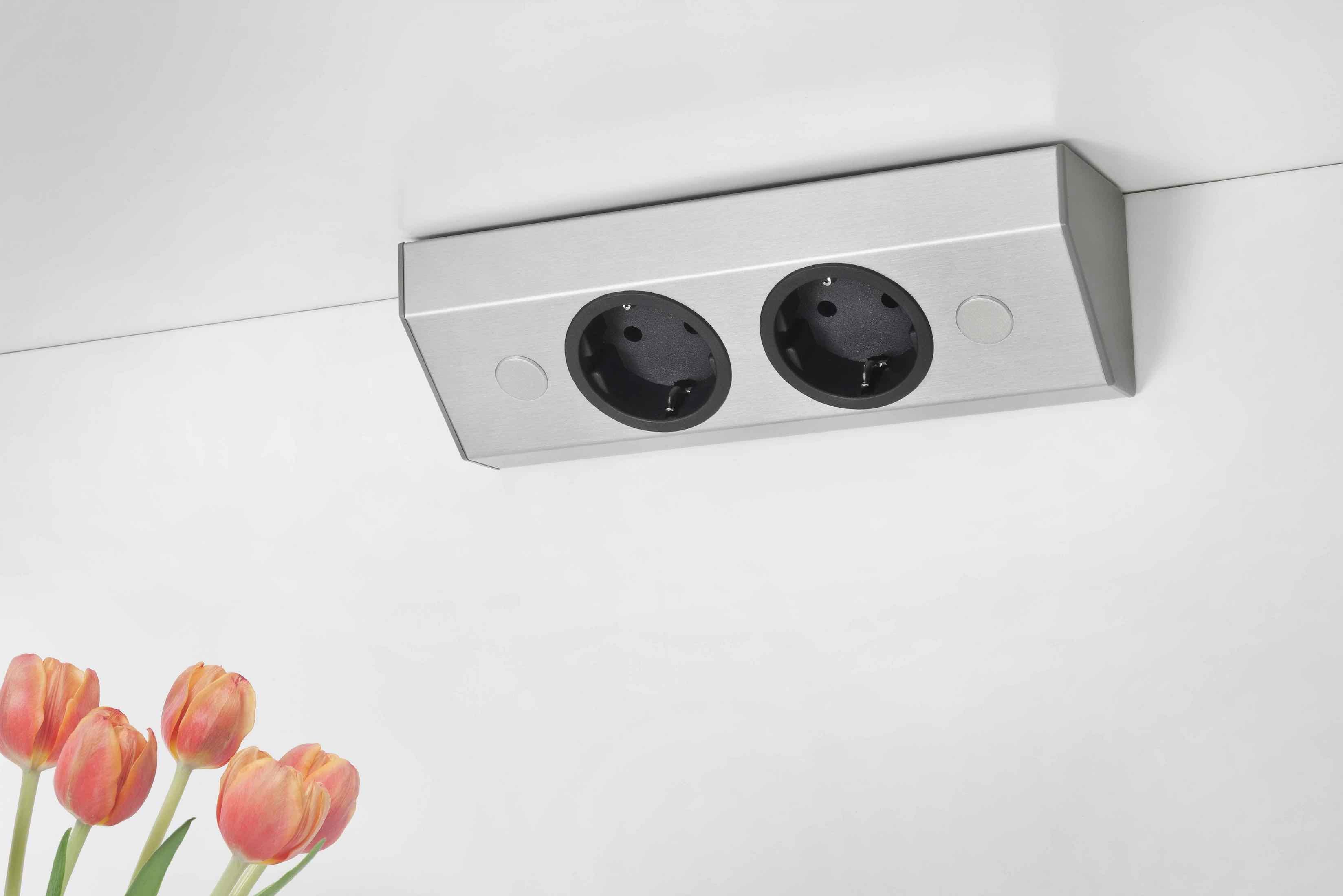 Thebo THEBO ST 3081/200 Energie-Ecksaeule Edelstahl Mehrfachsteckdose