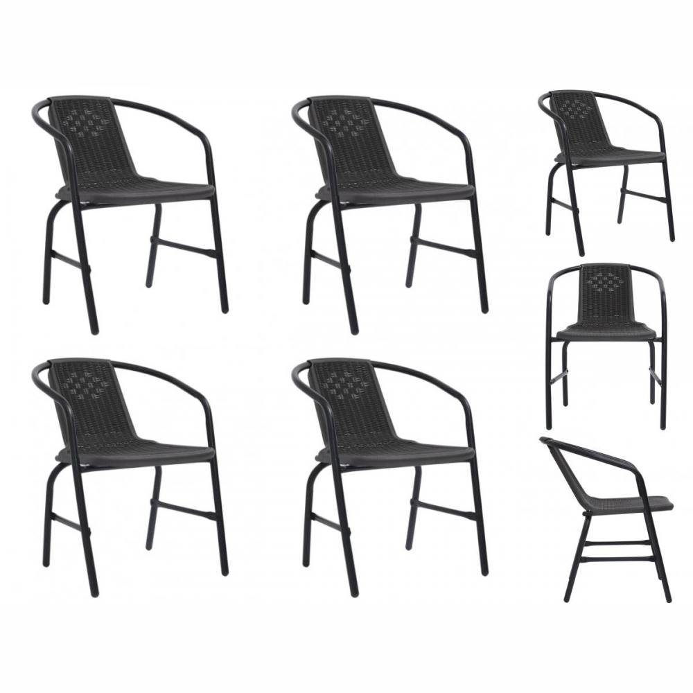 vidaXL Gartenstuhl Gartenstühle 4 Stk Rattan-Optik Kunststoff und Stahl 110 kg Sessel Ter