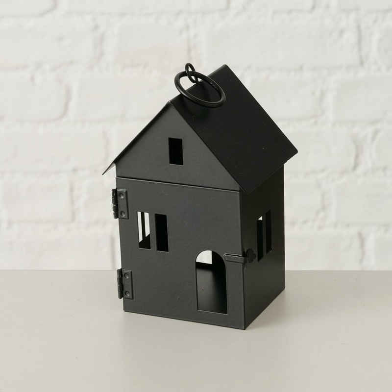 BOLTZE Kerzenlaterne Laterne BLACK schwarz Haus aus Metall Lichterhaus Windlicht in Hausform - KLEIN