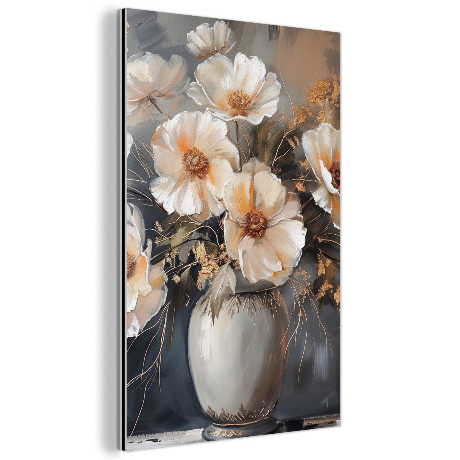 MuchoWow Metallbild Blumen - Weiß - günstig online kaufen