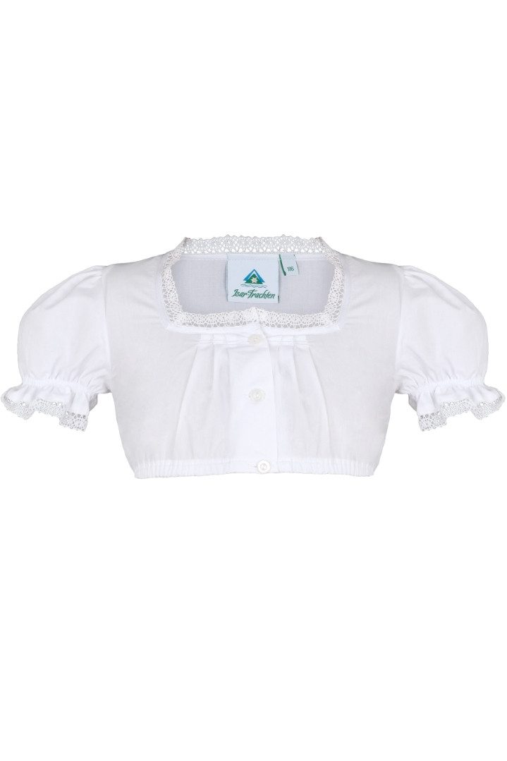 Isar-Trachten Trachtenbluse Dirndlbluse Kinder - MARIELA - weiß