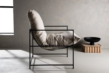 BOURGH Loungesessel SEDALIA Relaxsessel weiß - Lounge Sessel in modernem Design, mit schwarzem Stahlgestell