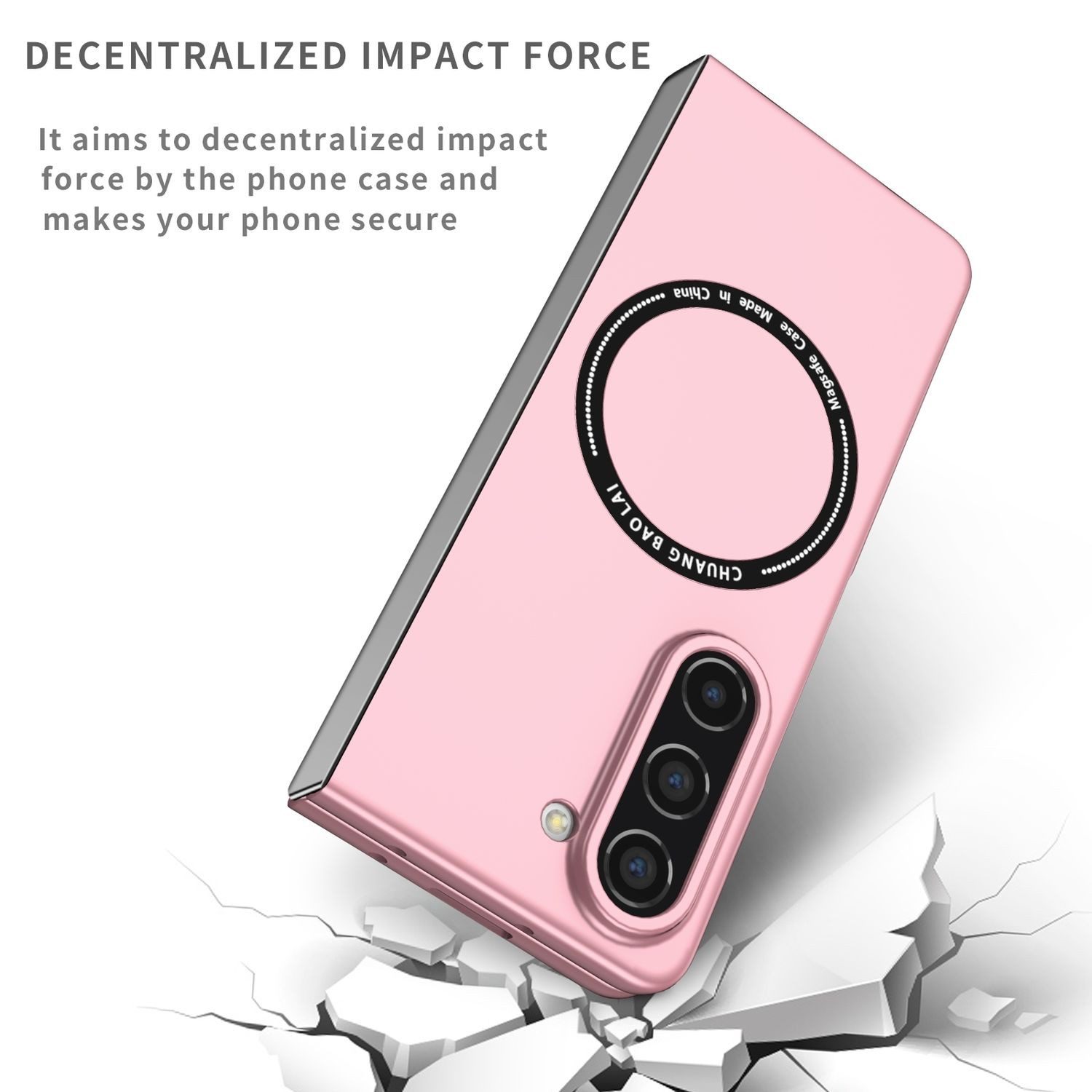 Wigento Handyhülle Für Samsung Galaxy Z Fold6 Magnet Magsafe Handy Schutz Hülle Case Pink, MagSafe faltbare Schutzhülle